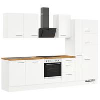 Küchenblock IBZ ohne Geräte ca. 310 cm Weiß - Edelstahlfarben/Eichefarben, Design, Holzwerkstoff/Metall (310cm) - Impuls