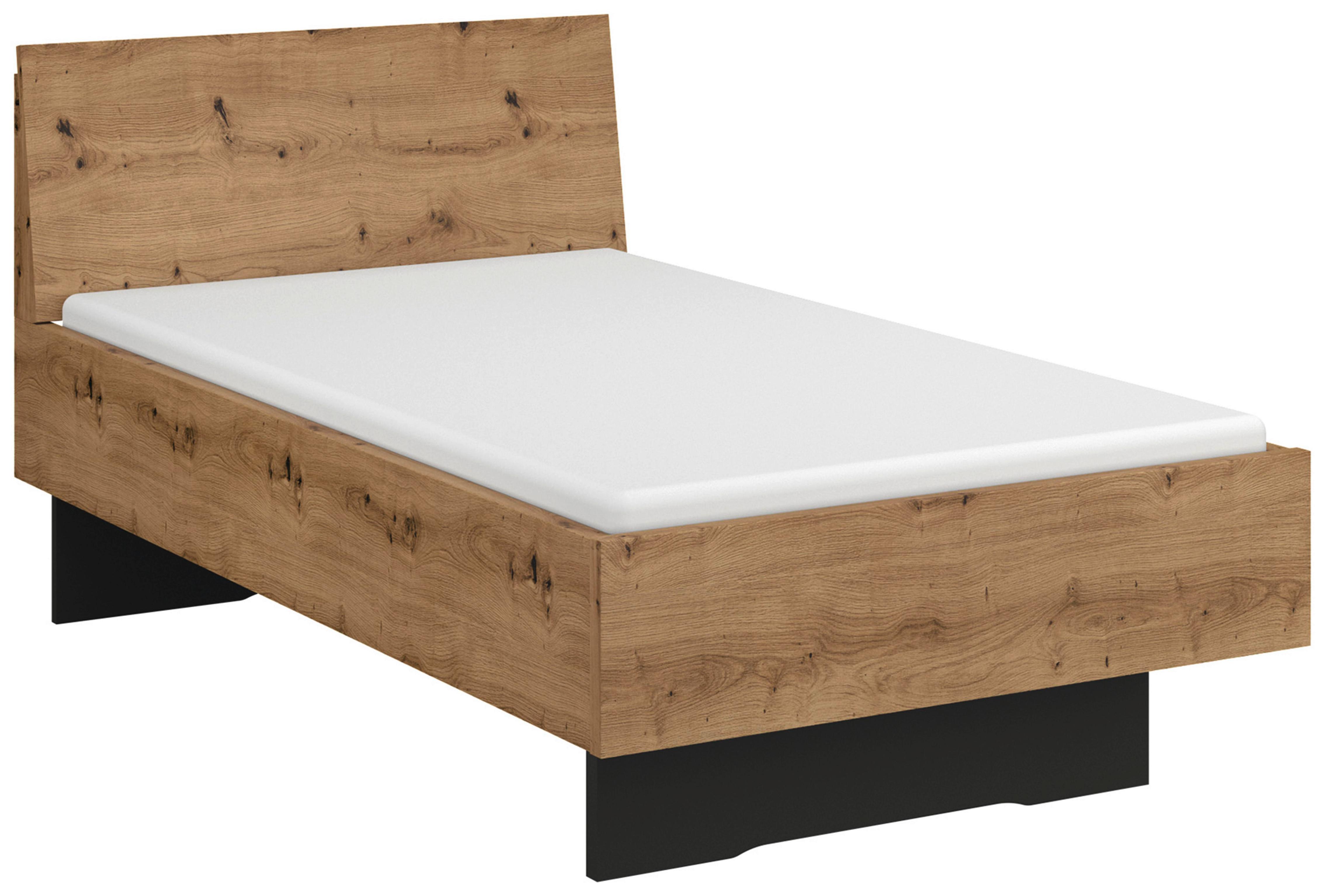Postelja Lima, Barva Hrasta, Barva Grafita, 100x200 - barve hrasta/barve grafita, Trend, leseni material (100/200cm) - Stylife