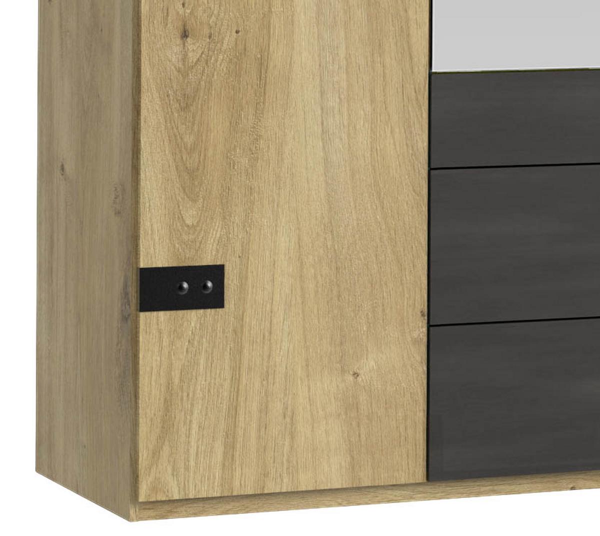 Ormar S Klasičnim Vratima Detroit - boje grafita/boje hrasta, Basics, drvni materijal/metal (300/216/58cm) - Modern Living