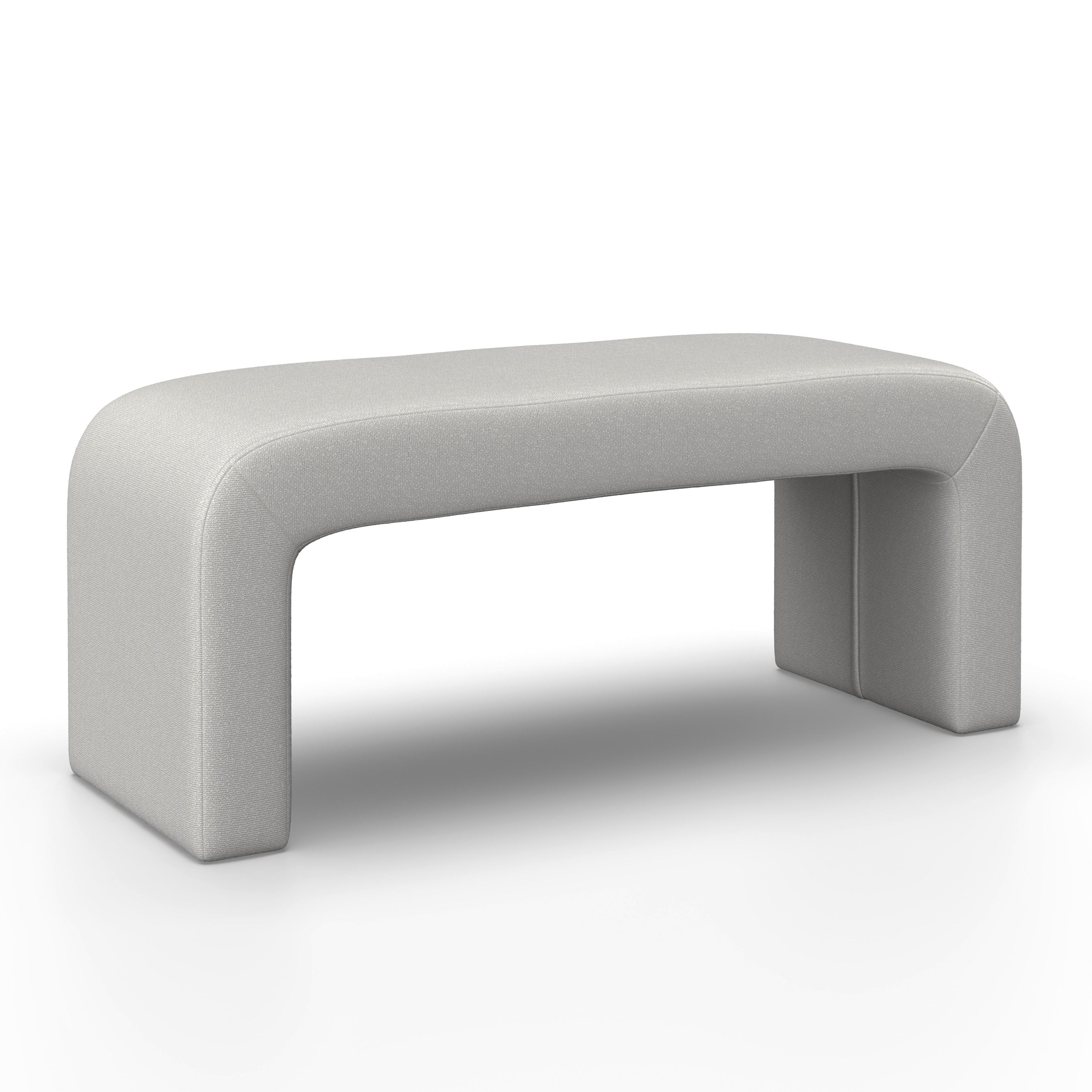 Hockerbank Janina Grau Boucle Gepolstert - Grau, MODERN, Holz/Textil (110/46/41cm) - Bessagi Home