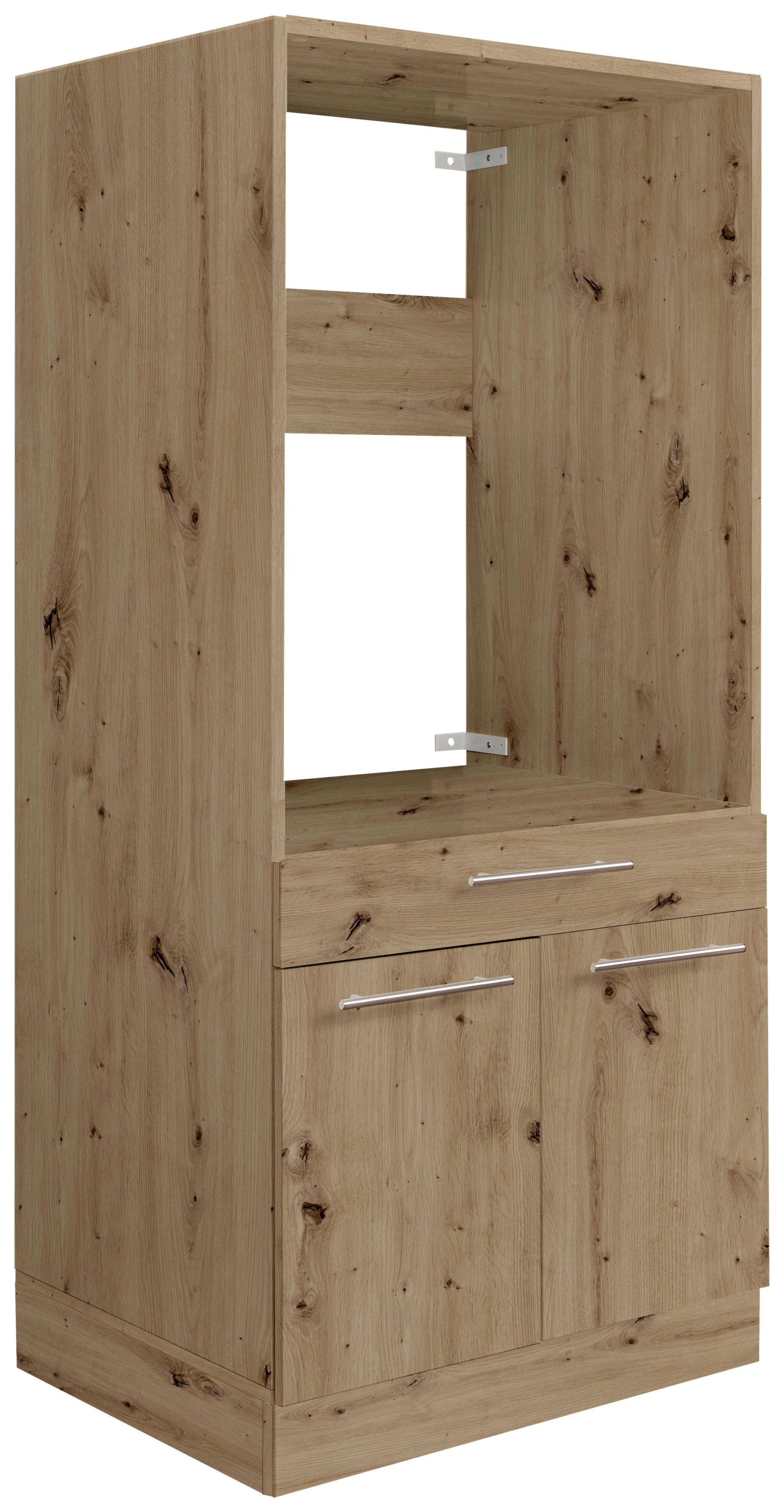 Waschmaschinenverbau Aileen in Eiche Artisan - Silberfarben/Schwarz, KONVENTIONELL, Holzwerkstoff/Kunststoff (67,5/162/67,5cm) - Mömax