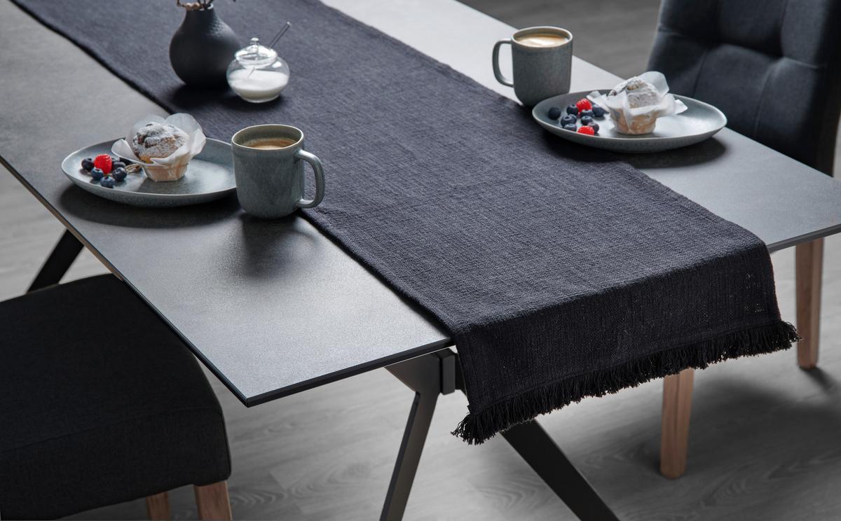 Tischläufer Pablo in Schwarz ca. 45x170cm - Schwarz, Modern, Textil (45/170cm) - Premium Living