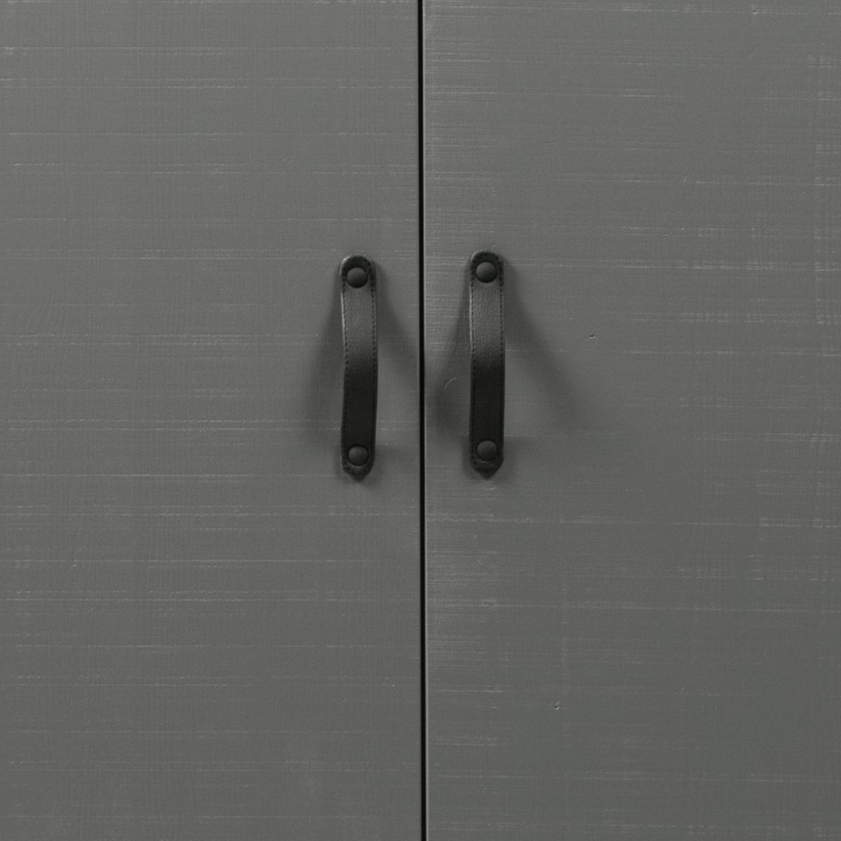 Drehtürenschrank Morris Grau/Schwarz - Schwarz/Grau, Design, Leder/Holz (100/195/53cm) - Livetastic