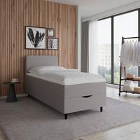 Boxbett Vida ca. 90x200 cm Grau mit Topper - Schwarz/Grau, MODERN, Holz/Kunststoff (90/200cm) - Bessagi Home