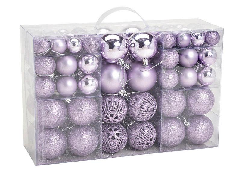 Christbaumkugel-Set Lila 100-teilig - Lila, Basics, Kunststoff (35,0/23,0/12,0cm)