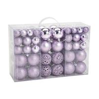 Christbaumkugel-Set Lila 100-teilig - Lila, Basics, Kunststoff (35,0/23,0/12,0cm)