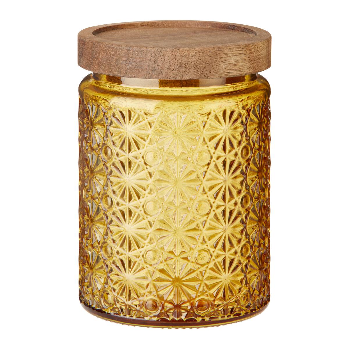 Üveg Ételtároló Fedéllel Golden Autumn - akáciaszínű/sárga, Romantik / Landhaus, üveg/fa (10/14cm) - Modern Living