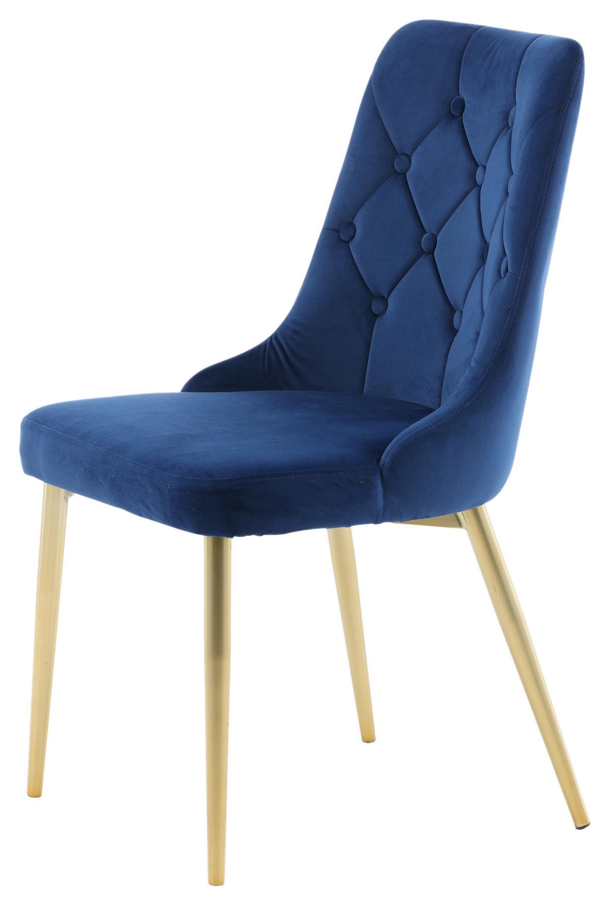 STUHL-SET VELVET DELUXE - Blau/Goldfarben, Design, Kunststoff/Textil (50/88.5/66cm) - Livetastic