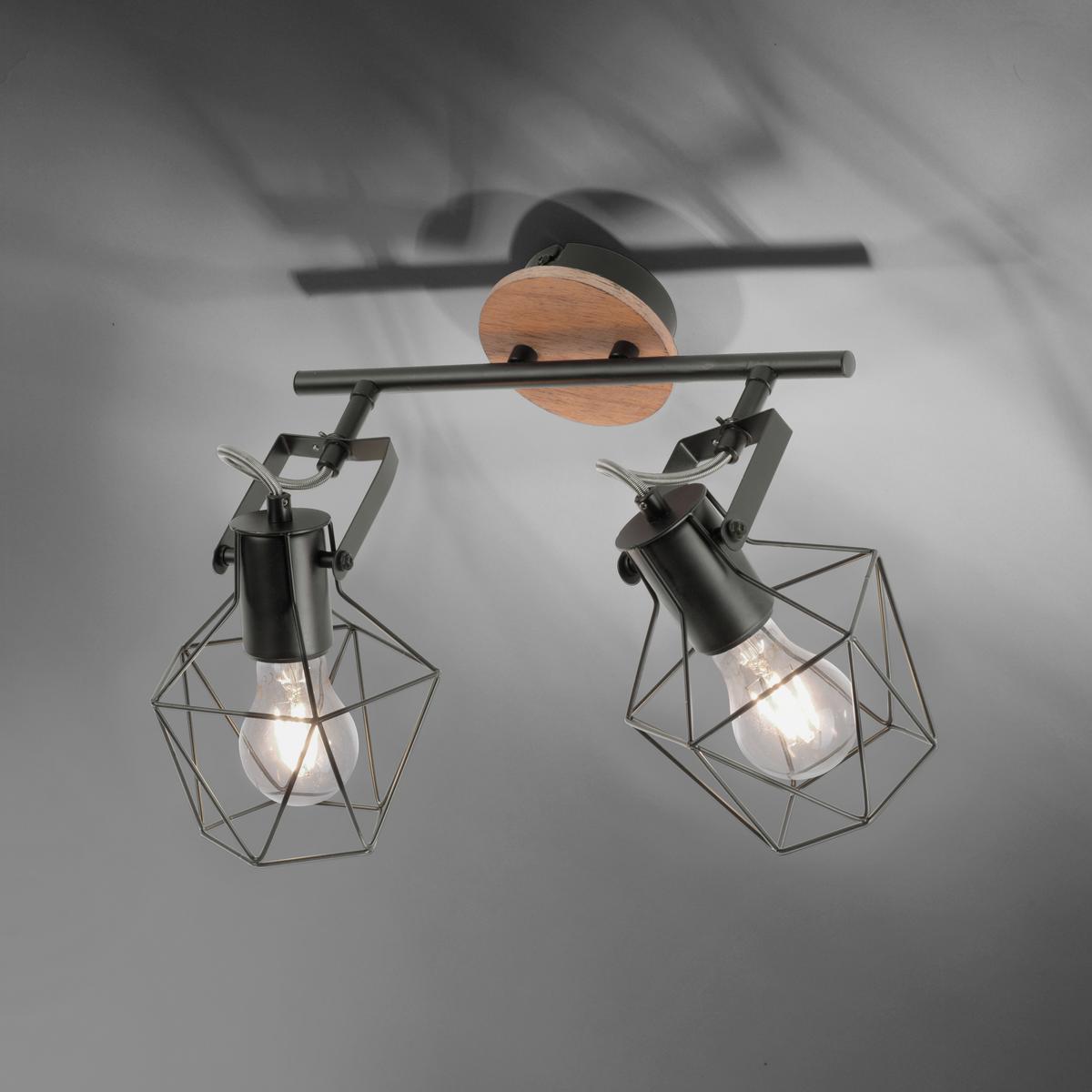 Deckenleuchte Jaro max. 60 Watt - Schwarz, Natur, Holz/Metall (61/28/31cm)