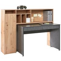 Schreibtischkombination in Dunkelgrau/Eiche - Dunkelgrau/Eiche Artisan, MODERN, Holzwerkstoff (153,8/118,6/33,2-54,5cm) - Mömax
