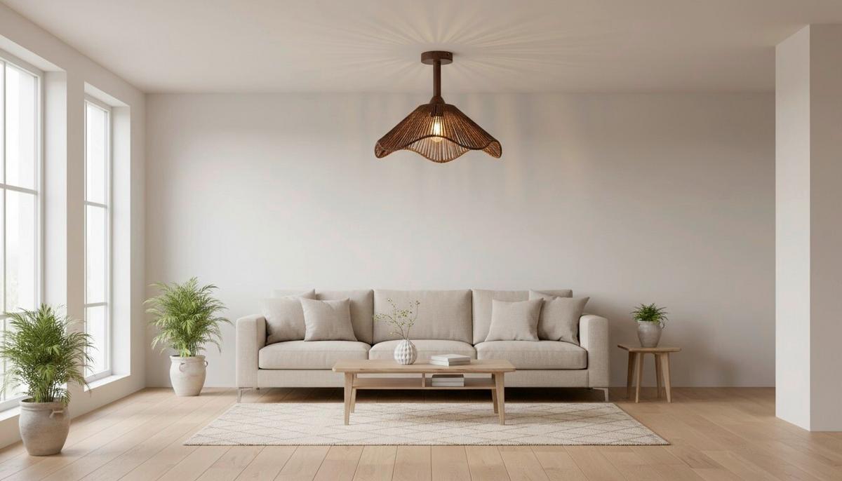 LAMPA SUFITOWA KESHIA - brązowy, Design, metal/papier (40/31cm) - Collett's Monde