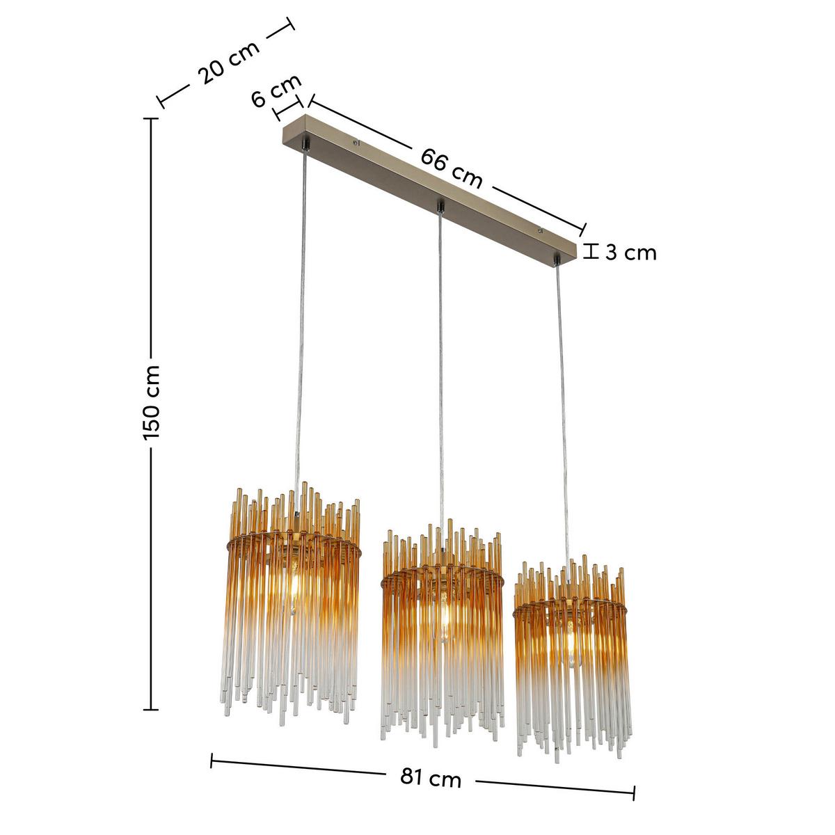 Hängeleuchte Stab Transparent/Bernstein max. 40W - Champagner/Transparent, MODERN, Glas/Kunststoff (81/20/150cm)