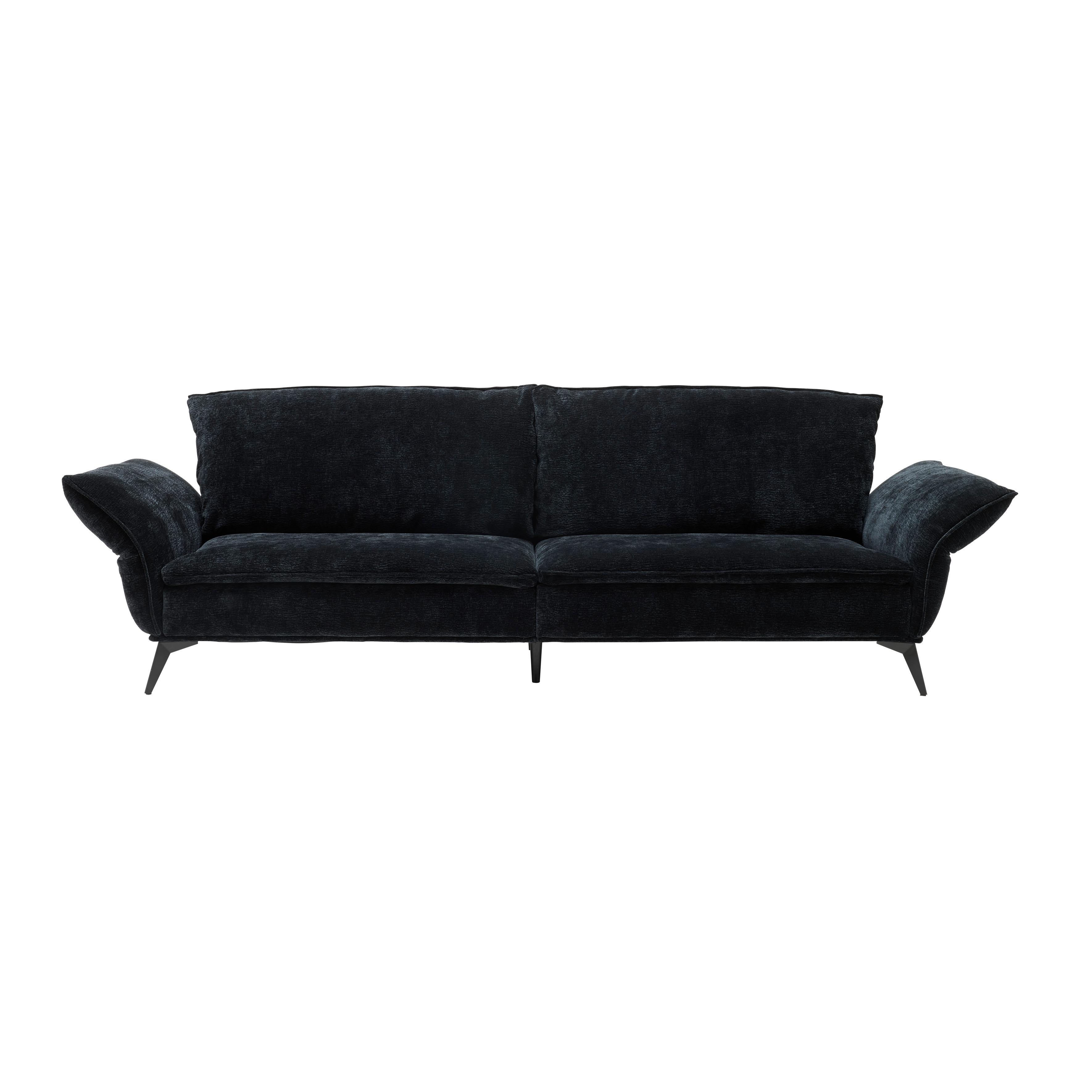 Megasofa Ottawa Schwarz Armlehnfunktion, ohne Kissen - Schwarz, MODERN, Textil/Metall (272/87/107cm) - Premium Living