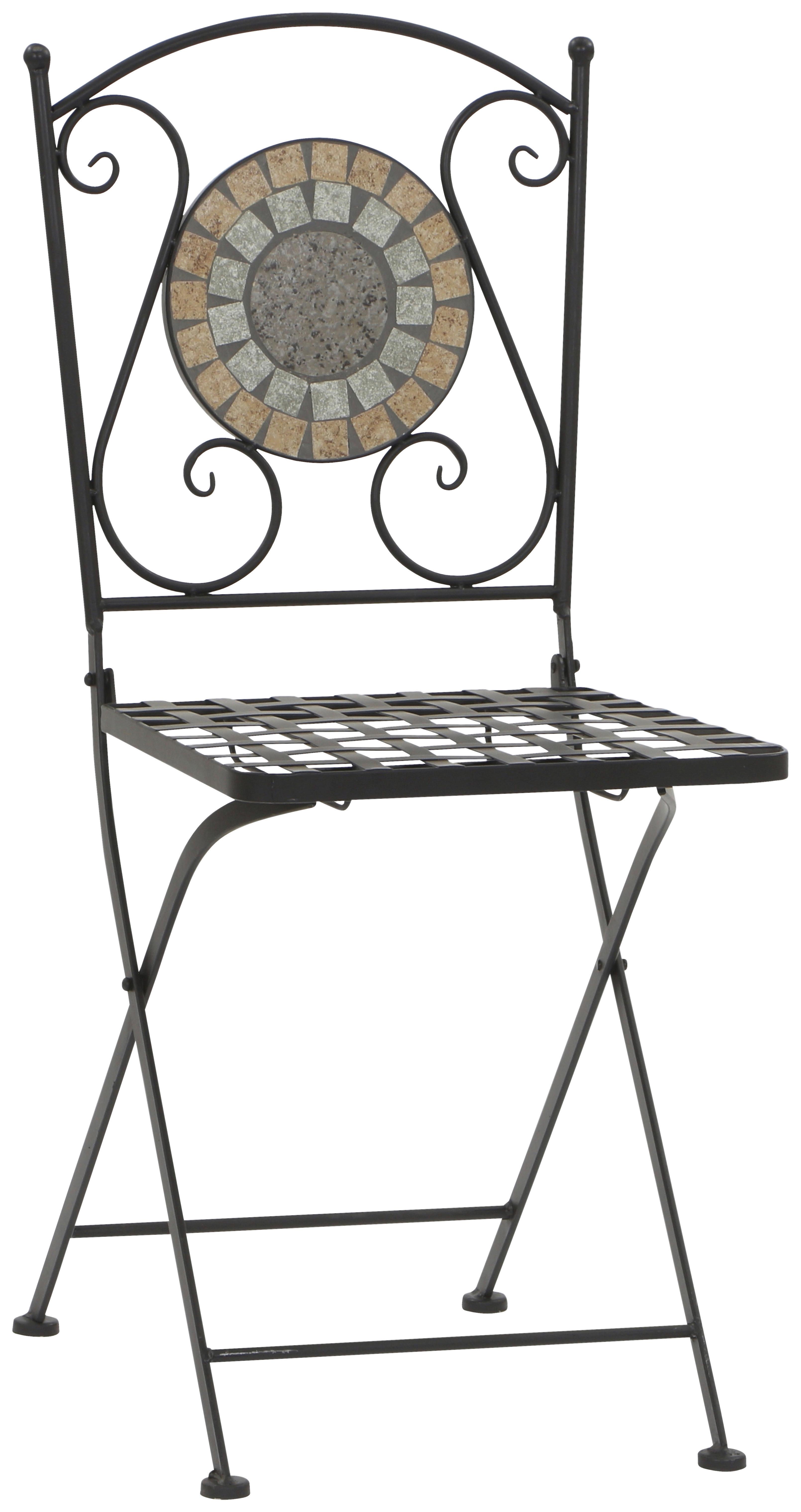 Gartenstuhl Schwarz Mosaik klappbar - Multicolor/Schwarz, MODERN, Keramik/Metall (39/88,5/49,5cm) - Siena Garden