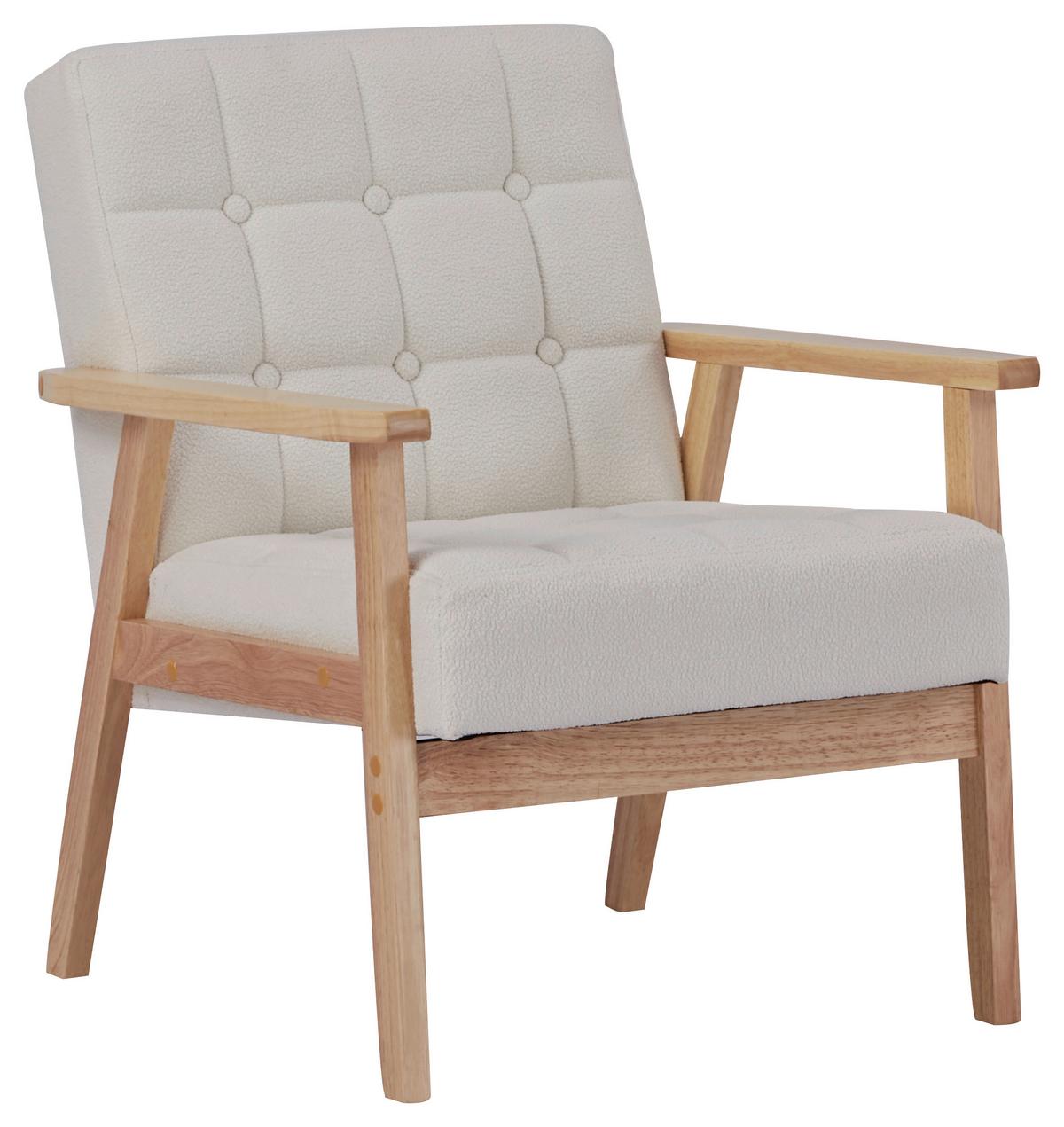FOTEL NOELLE - kolor naturalny/biały, Trend, tkanina/drewno (64/77,5/67cm) - P & B