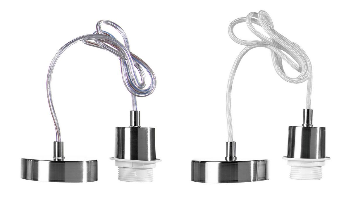 Schnurpendel Ancona max. 60 Watt - Nickelfarben, Kunststoff/Metall (120cm) - Modern Living