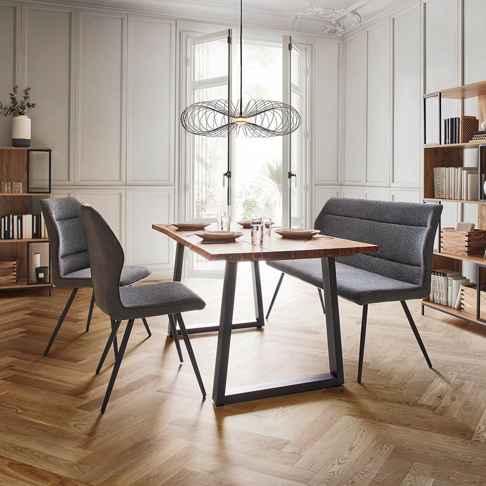 Sitzbank Eva Grau Webstoff Gepolstert - Dunkelgrau/Schwarz, MODERN, Holz/Textil (139/92,5/60,5cm) - Bessagi Home