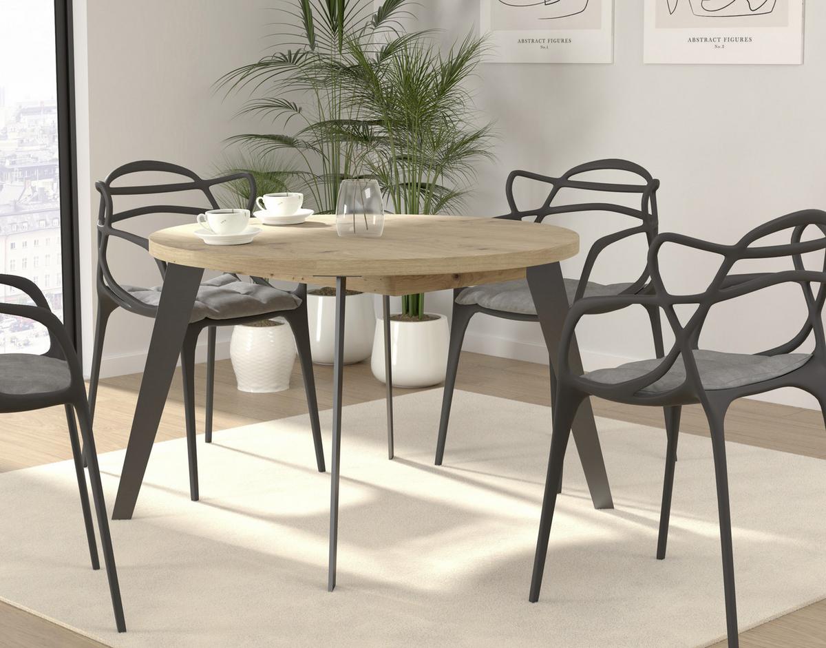 Kihúzható Asztal Toby - fekete/Artisan tölgy, Modern, faalapú anyag/fém (110/74,5/110cm)