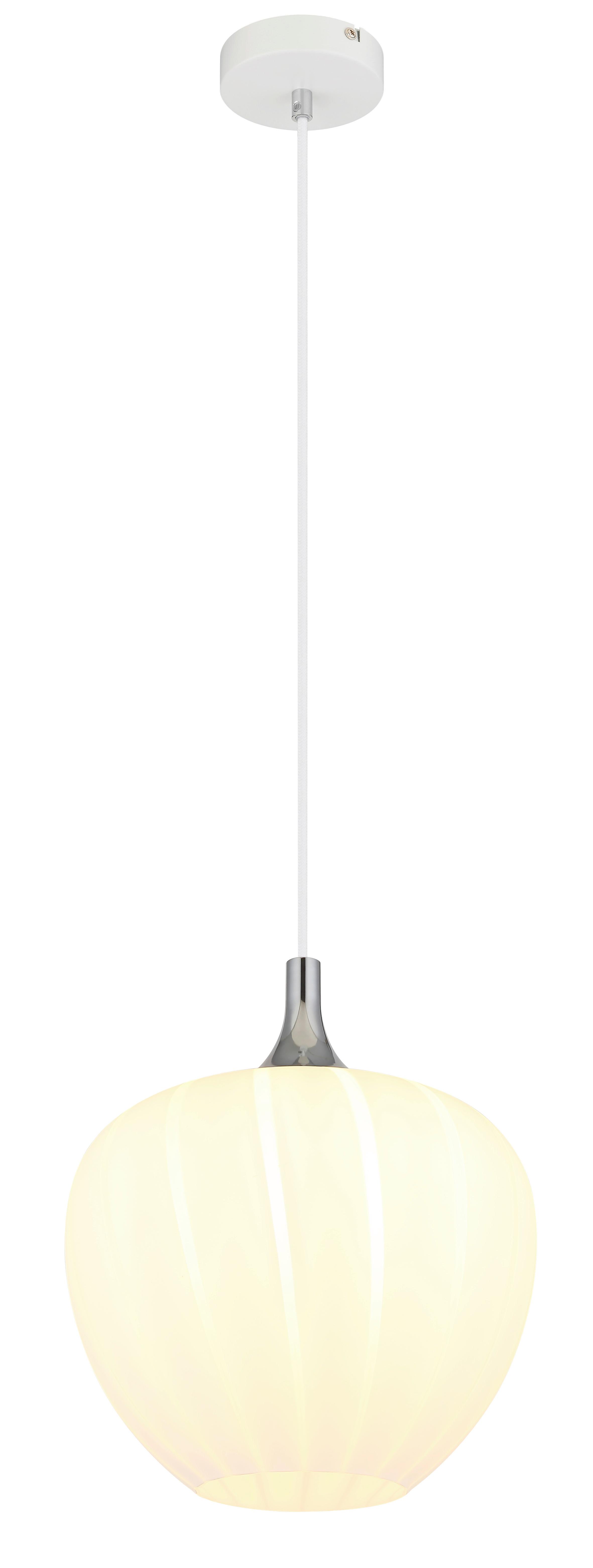 Hängeleuchte Maxy Weiß/Chrom max. 60 Watt - Chromfarben/Weiß, KONVENTIONELL, Glas/Metall (29/120cm) - Globo