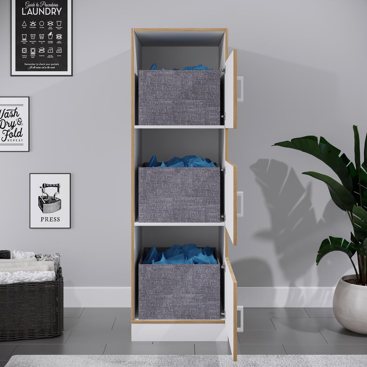 Wäscheschrank Rislo - Honigeiche/Weiss, Trend, Holzwerkstoff/Kunststoff (50/162/60cm) - MID.YOU