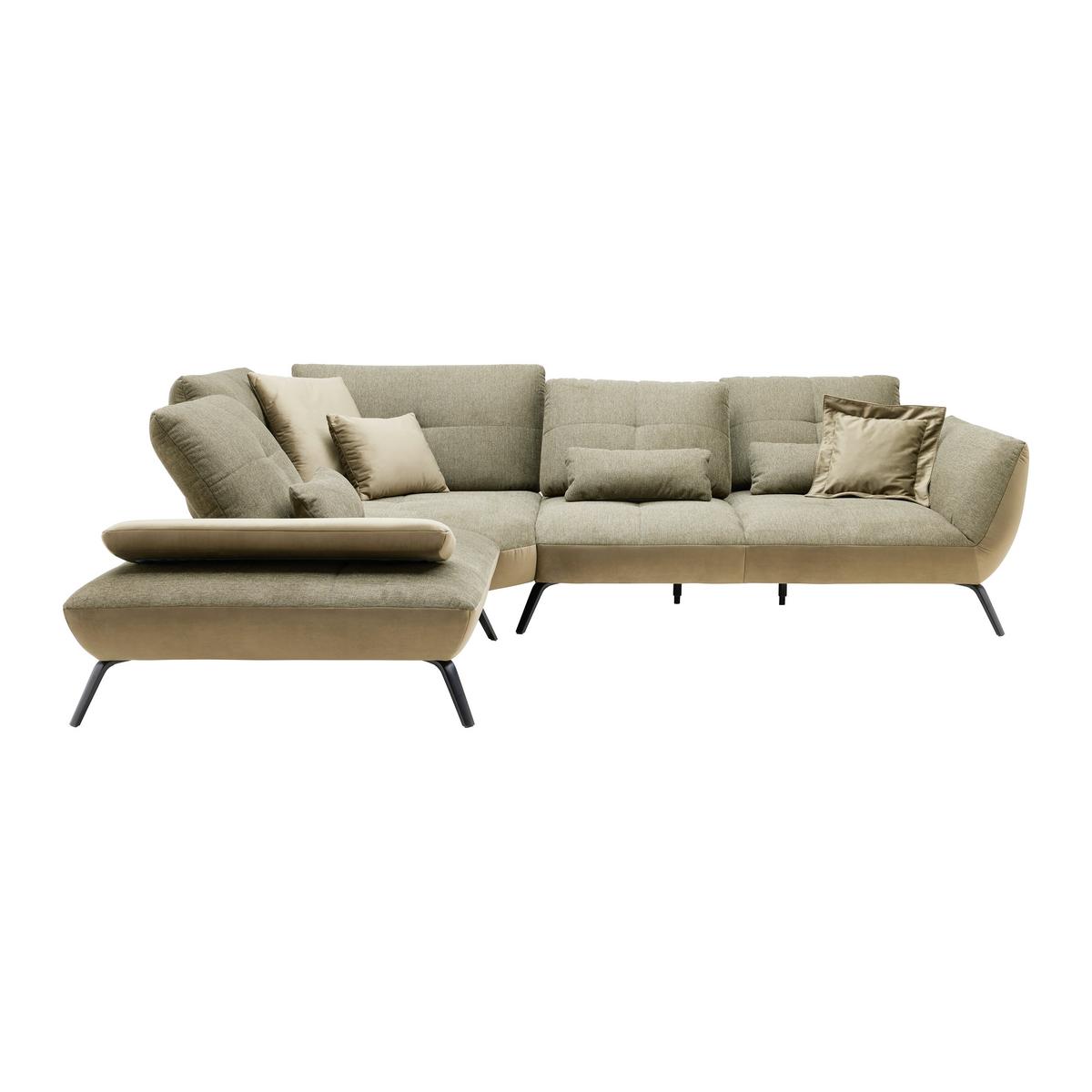 Sedežna Garnitura Trendy, Olivno Zelena - črna/olivno zelena , Moderno, kovina/tekstil (250/310cm) - Premium Living
