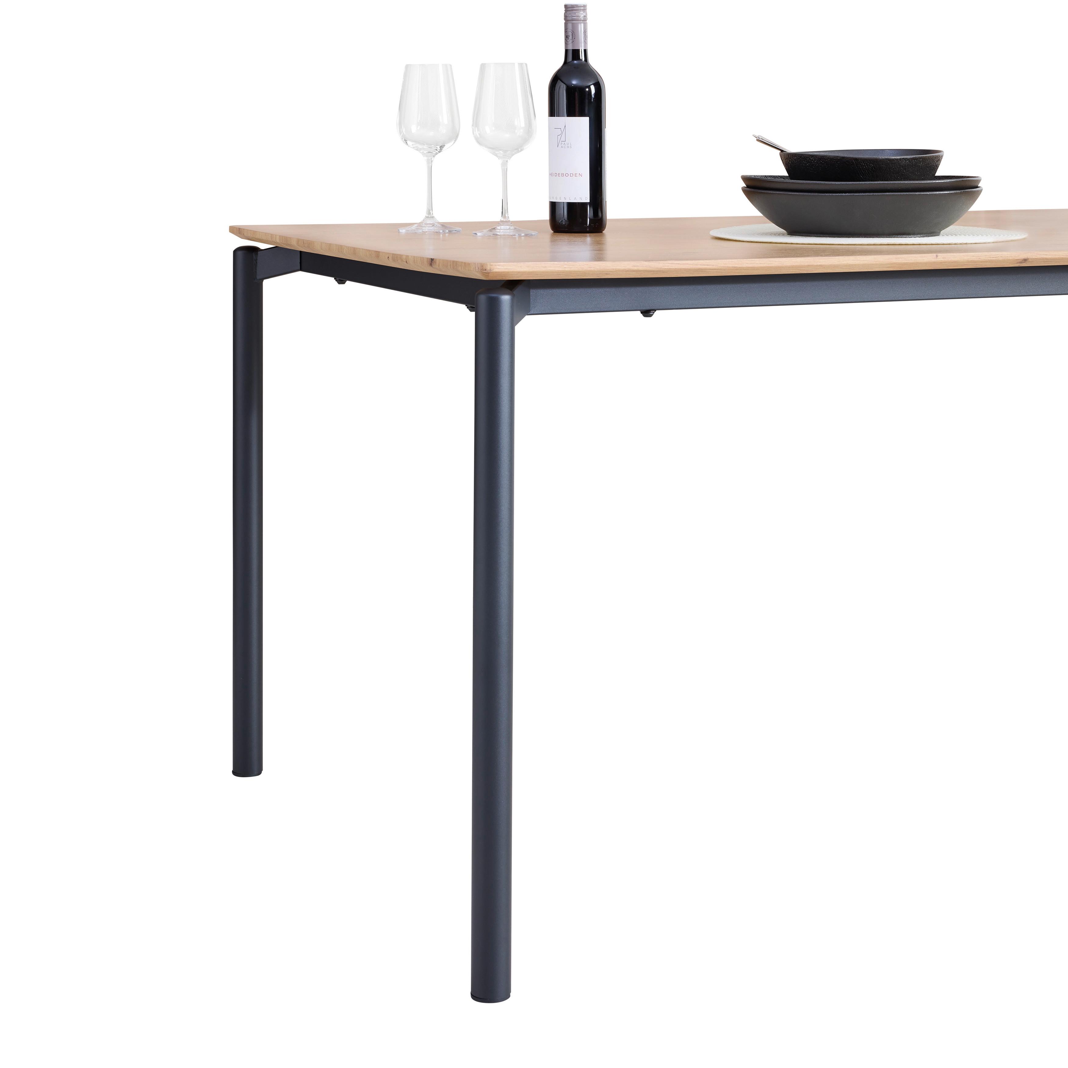 MATBORD LIDO - svart/ekfärgad, Modern, metall/trämaterial (180/76/90cm) - Mömax