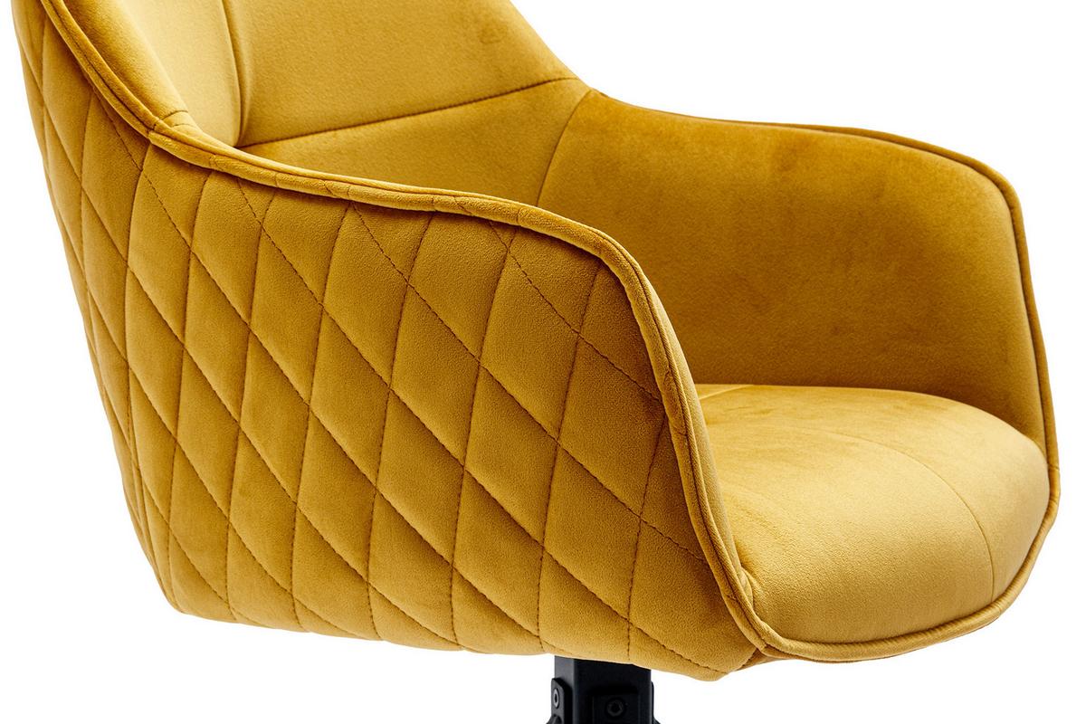 Naslanjač Samt, Rumena, Vrtljiv - rumena/črna, Moderno, kovina/tekstil (59/83/60cm) - Livetastic