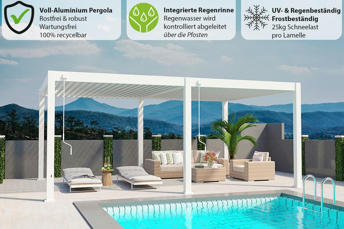Pavillon Deluxe Plus ca. 600x255x400 cm Alu Weiß - Weiß, Basics, Metall (600/255/400cm) - WEIDE