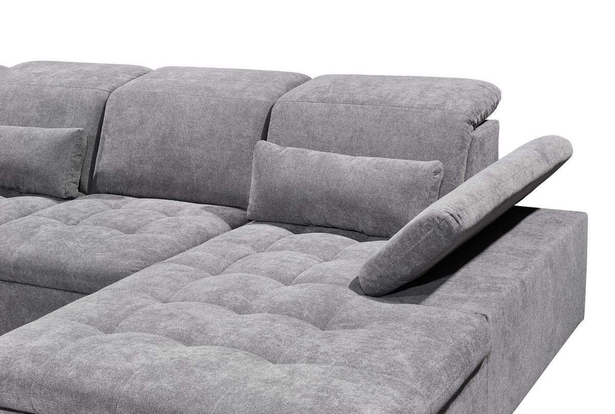 Wohnlandschaft Wayne U inkl. Kissen Grau - Silberfarben/Grau, KONVENTIONELL, Kunststoff/Textil (240/340/188cm) - MID.YOU