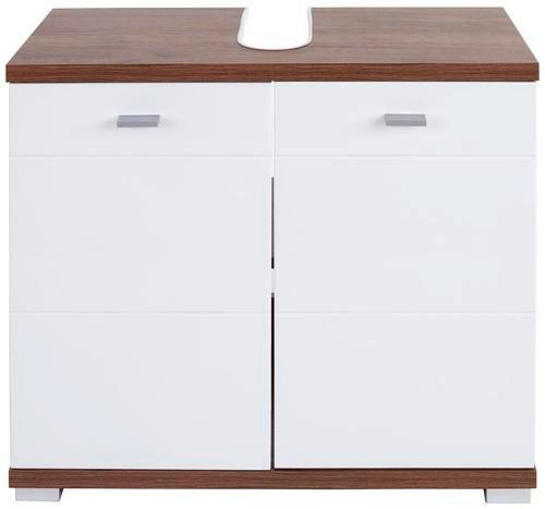 Bază pentru lavoar Bari - alb/culoare lemn stejar, Konventionell, plastic/material pe bază de lemn (70/60/32cm)