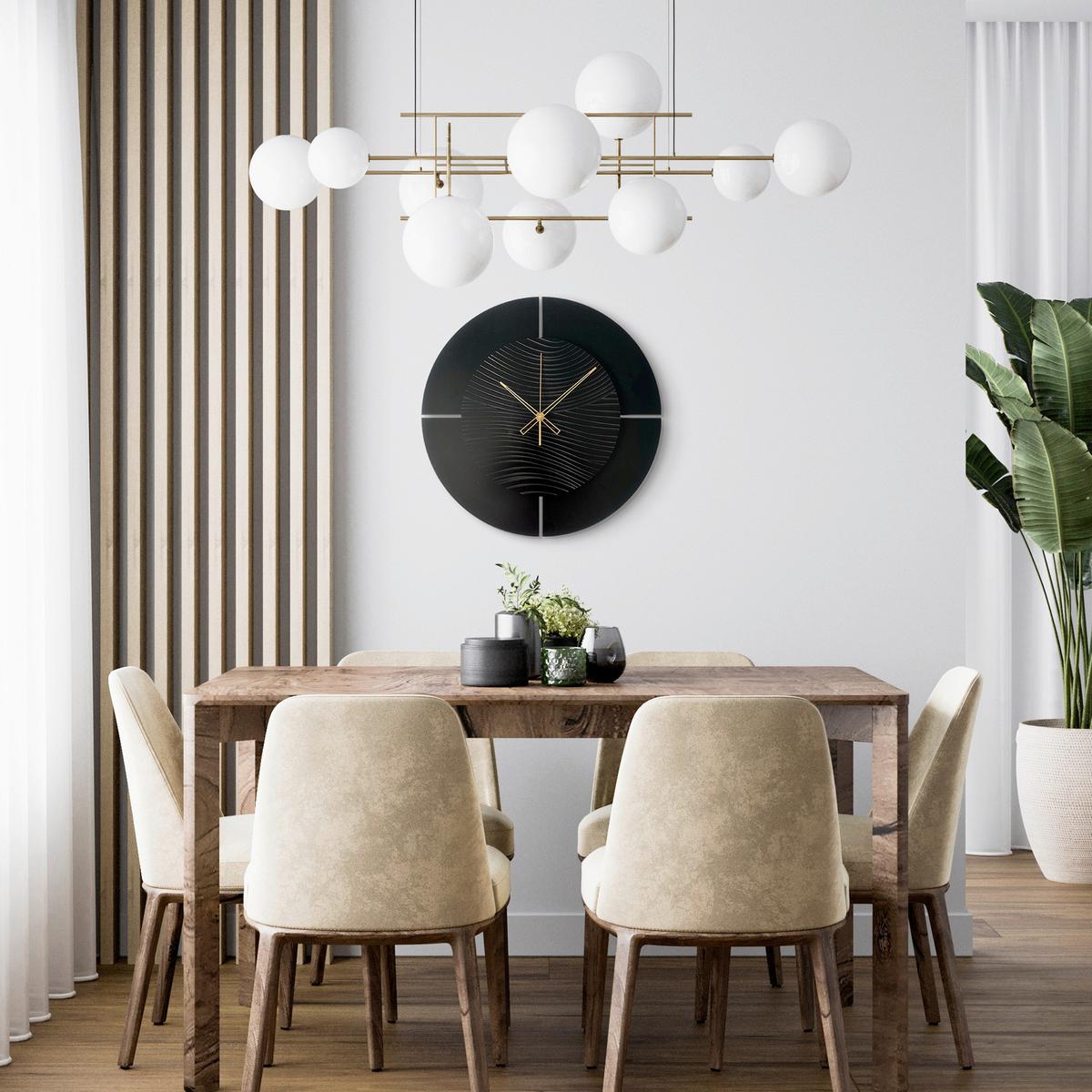 Wanduhr Schwarz/Goldfarben Ø ca. 57cm - Goldfarben/Schwarz, Basics, Holz/Kunststoff (57cm)