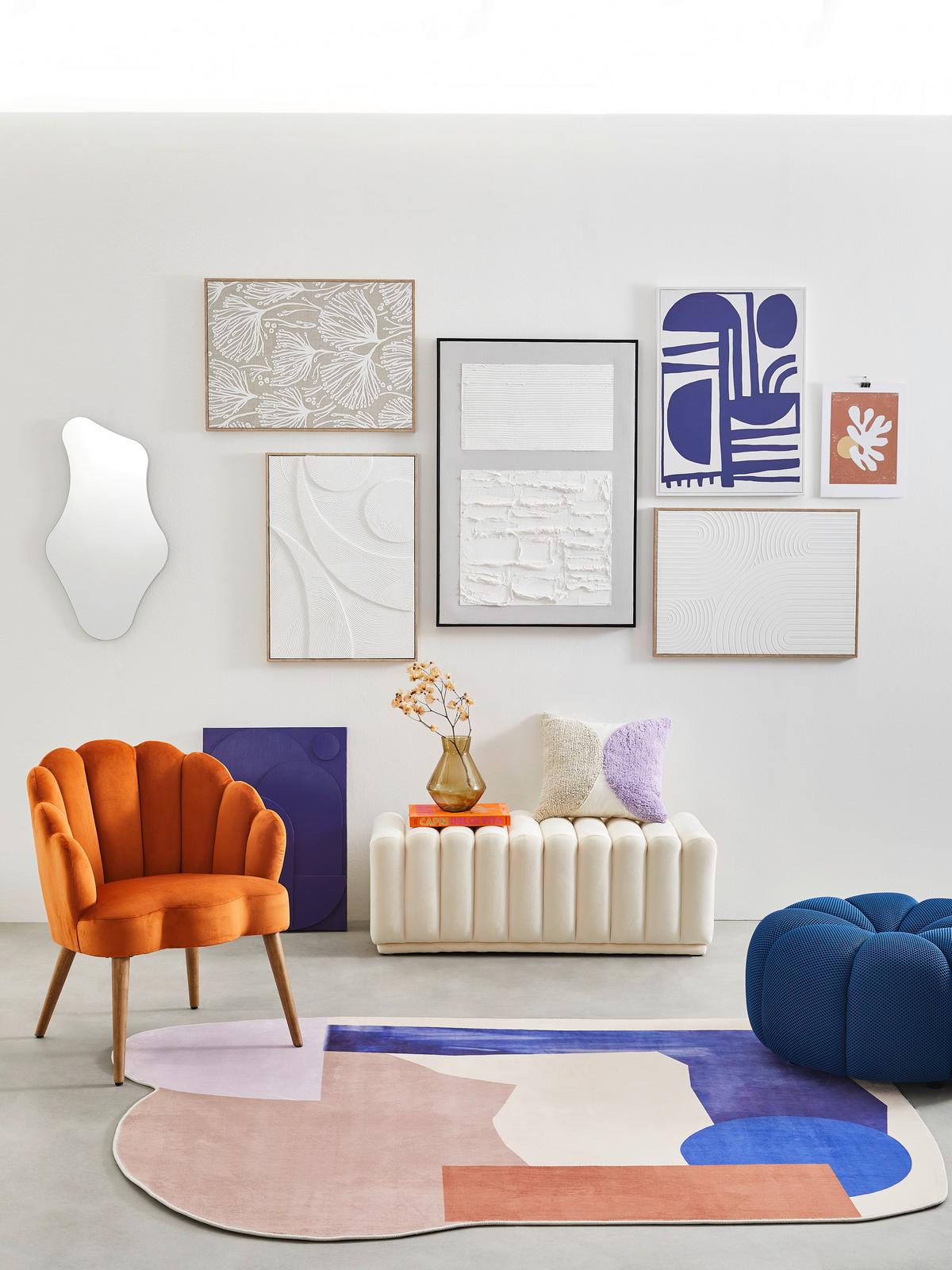 OBRAZ OLEJNY L-28589-1C - kolor srebrny/biały, Design, tworzywo sztuczne/drewno (85/85cm) - Monee