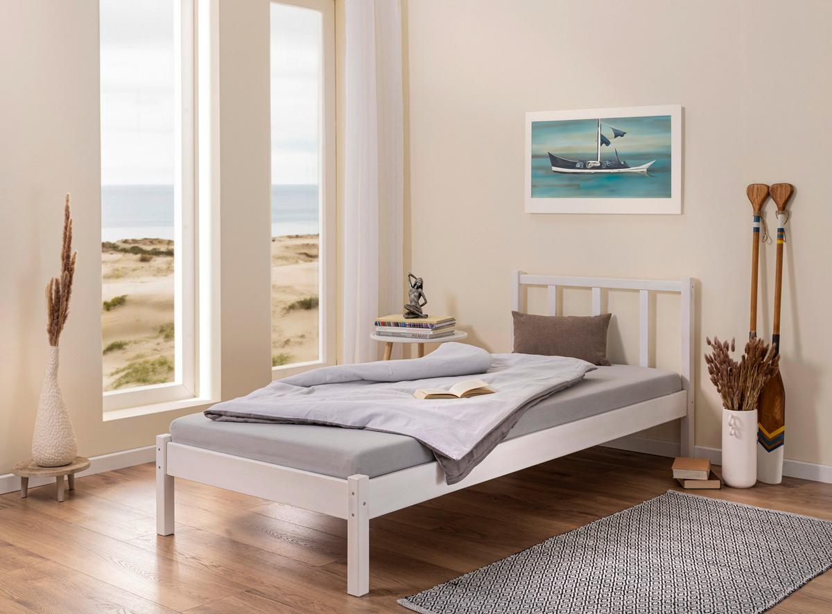 Bett Fredy ca. 90x200 cm Weiß - Weiß, MODERN, Holz (90/200cm) - MID.YOU
