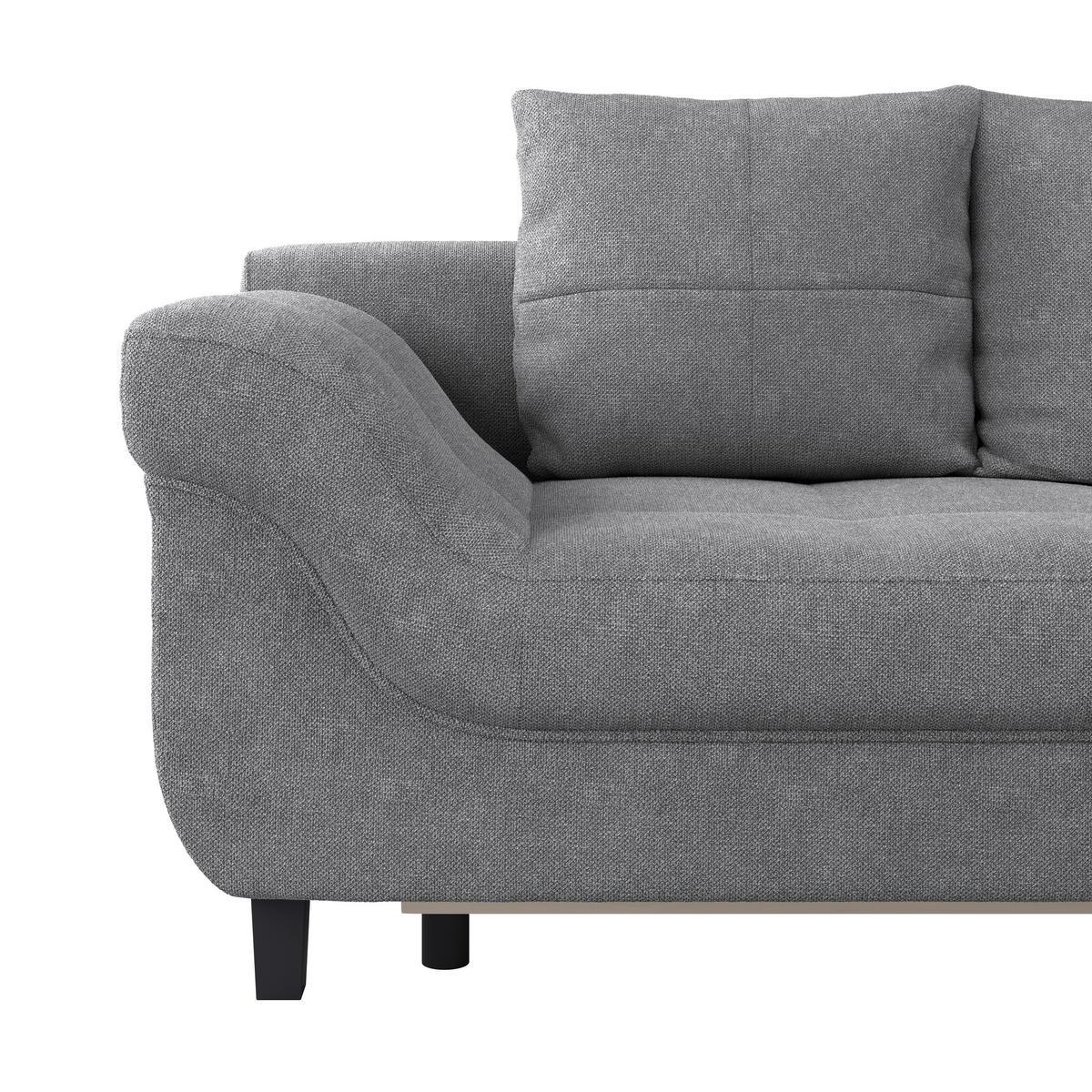 Sedežna Garnitura Mendoza, Siva, Ležišče, Predal - siva/črna, Design, tekstil/les (309/197cm) - Mömax