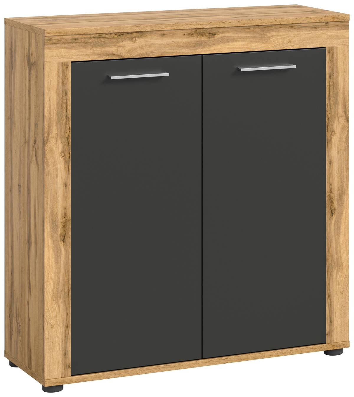 Komoda Jam - srebrne boje/crna, Design, drvni materijal/plastika (80/88/35cm) - Modern Living