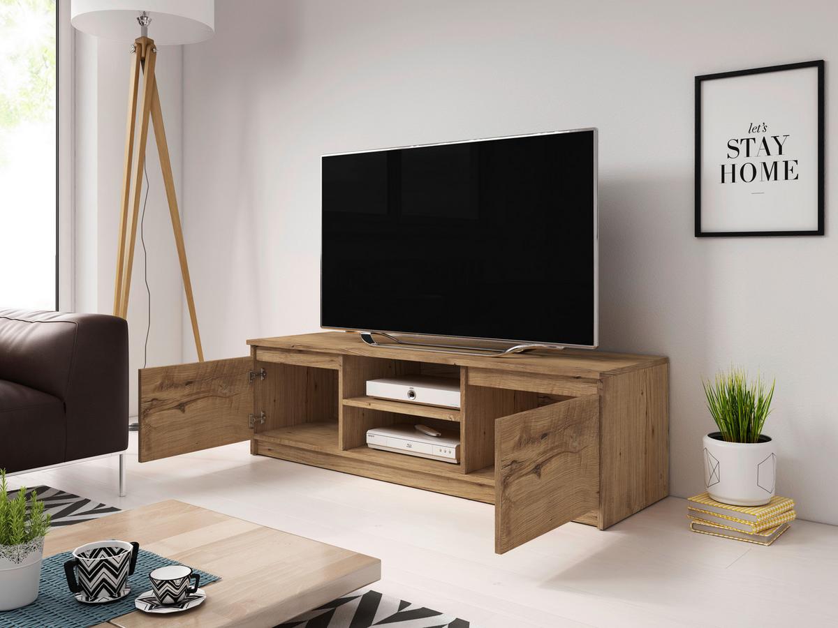 Lowboard Dingo mit LED Kastanienfarben - Kastanienfarben/Schwarz, Design, Holzwerkstoff/Kunststoff (120/35,5/38cm) - Livetastic