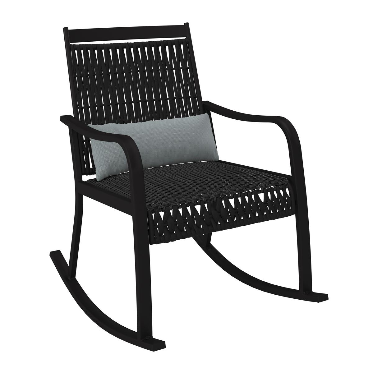 Balkonset Mathilda Grün/Schw. Metall/Outdoorstoff +Abdeckung - Schwarz/Weiß, MODERN, Kunststoff/Textil - Bessagi Garden