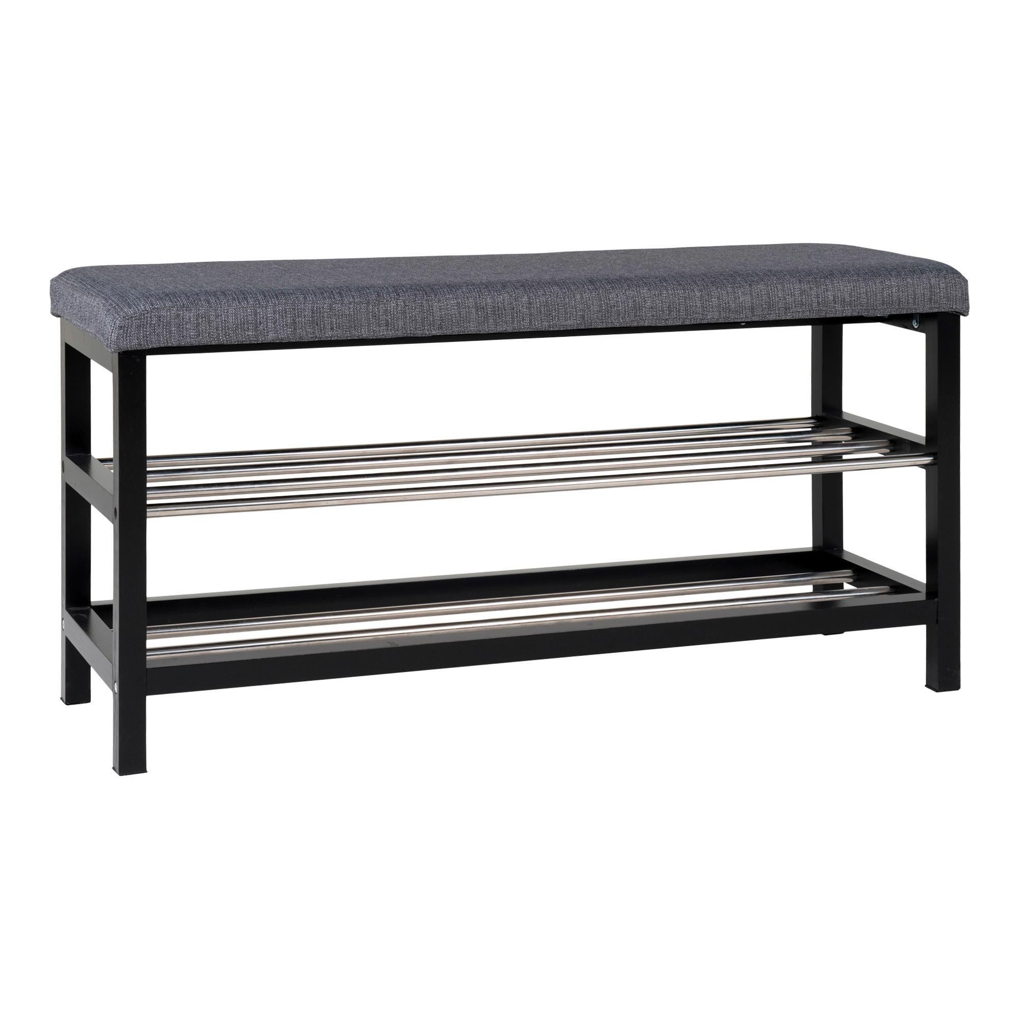 Schuhbank Padova Schwarz - Schwarz/Grau, Design, Holz/Textil (100/50/34cm) - MID.YOU