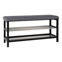 Schuhbank Padova Schwarz - Schwarz/Grau, Design, Holz/Textil (100/50/34cm) - MID.YOU