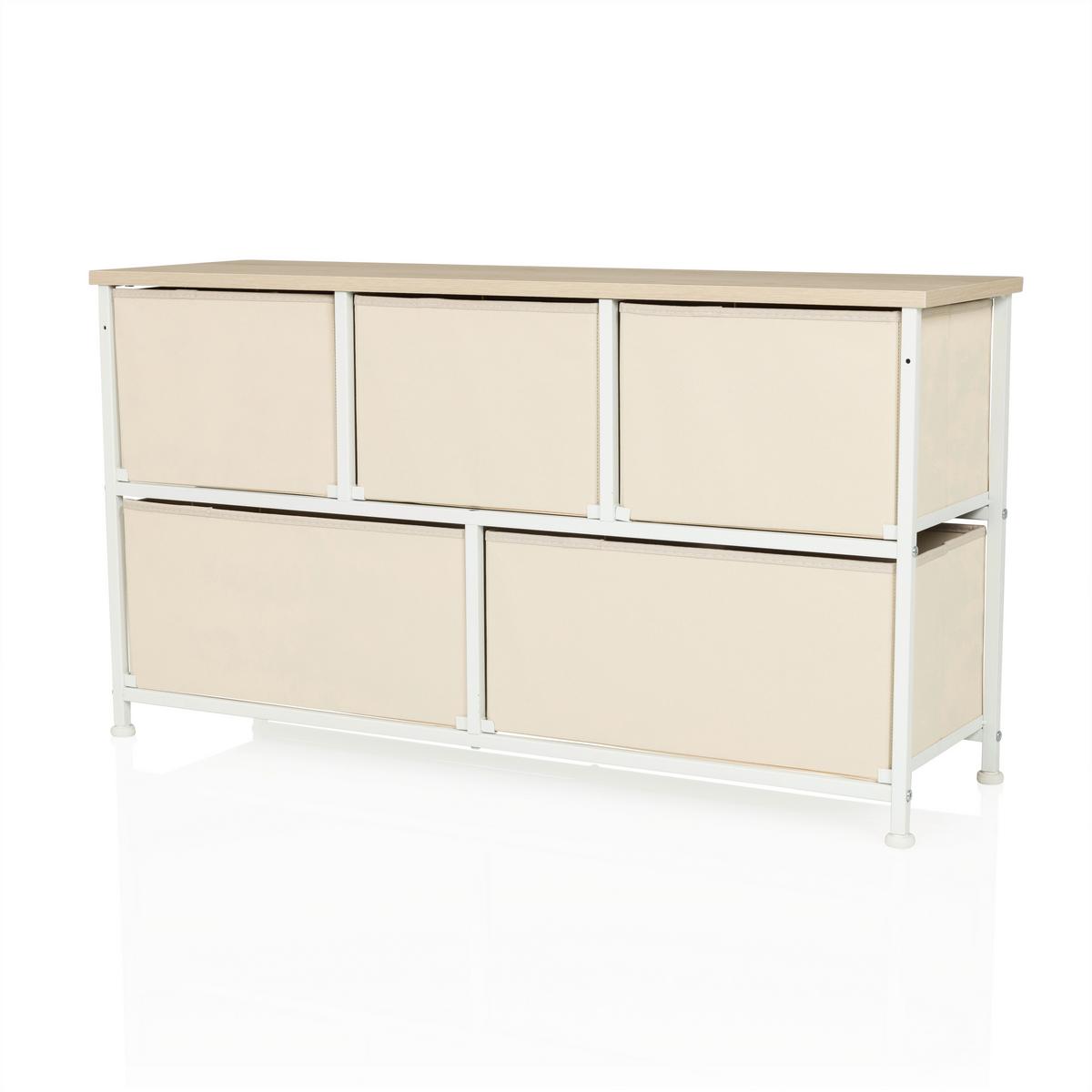 Komoda Foldar, Bež - bela/bež, Moderno, umetna masa/tekstil (100/55/30cm) - MID.YOU