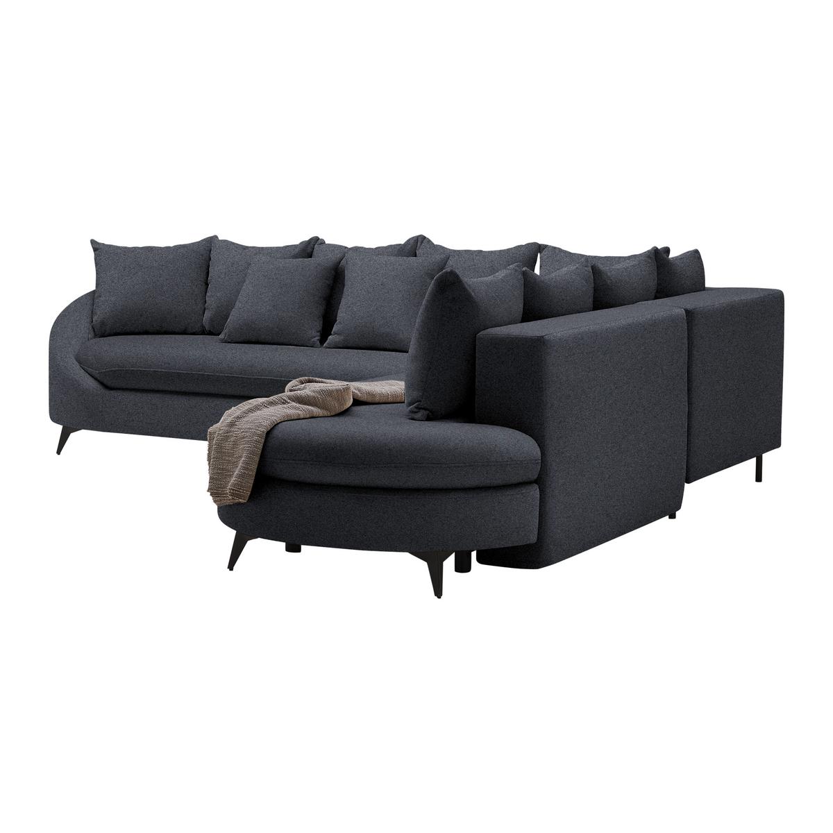 Ecksofa Axel Dunkelgrau - Dunkelgrau/Schwarz, MODERN, Textil/Metall (291/87/250cm) - Mömax