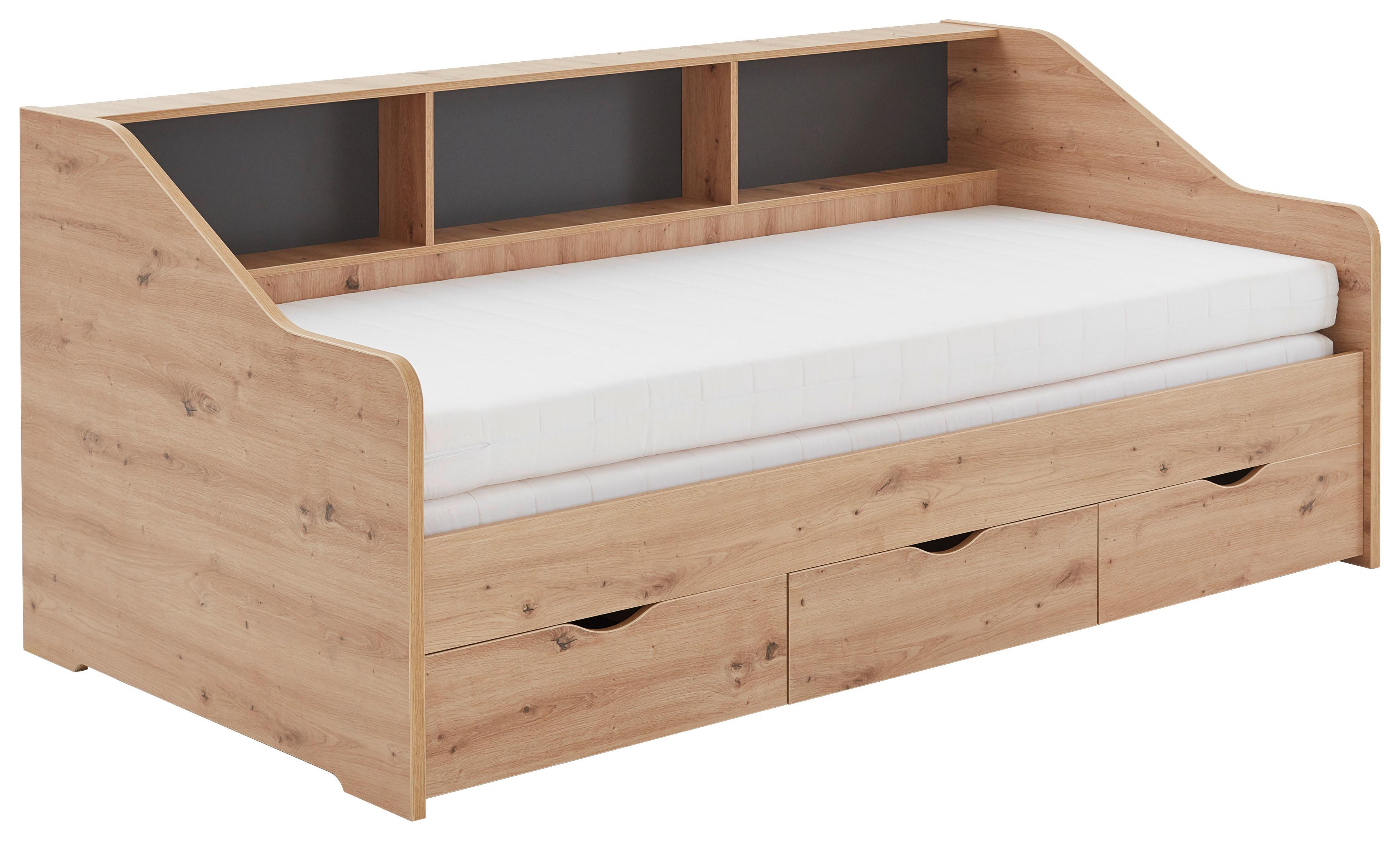 Ausziehbett Star in Eiche Artisan ca. 90x200cm - Buchefarben/Eiche Artisan, KONVENTIONELL, Holz/Holzwerkstoff (90-180/200cm) - Mömax