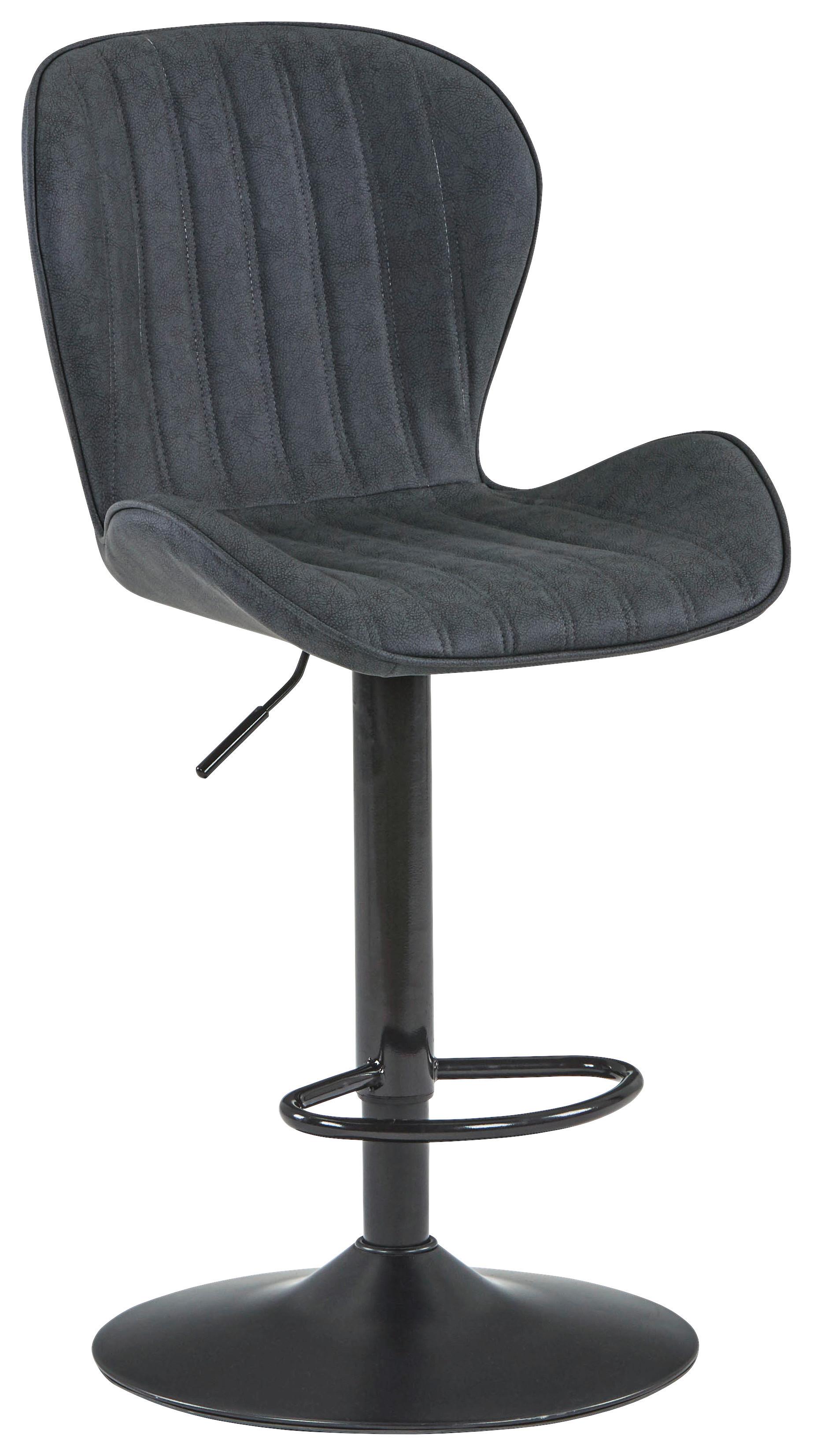Taburet de bar Klaus - gri închis/negru, Modern, metal/textil (48/94-114/53cm) - Modern Living