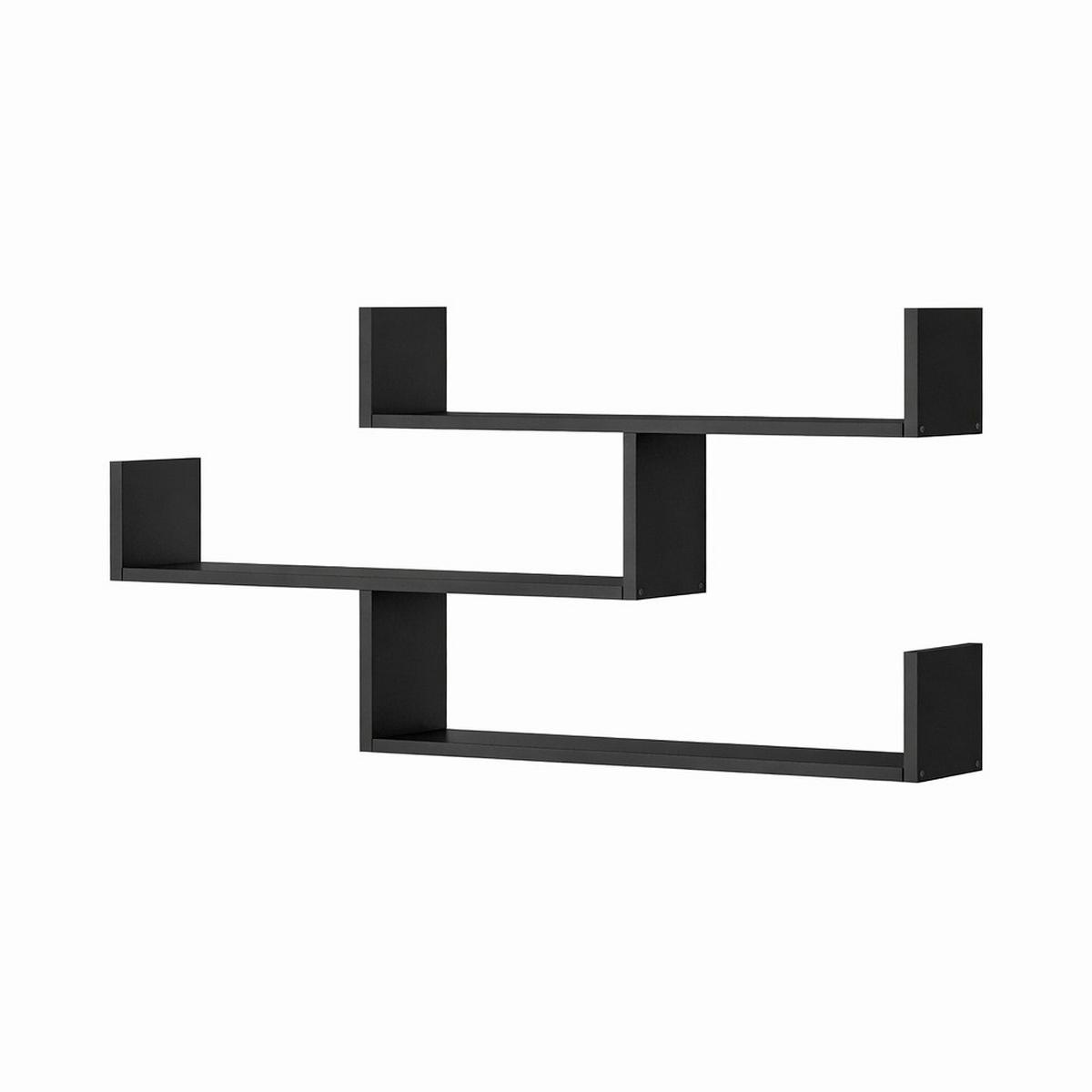 Stenski Regal Trio, Črna - črna, Basics, leseni material (119,1/55/18cm) - P & B