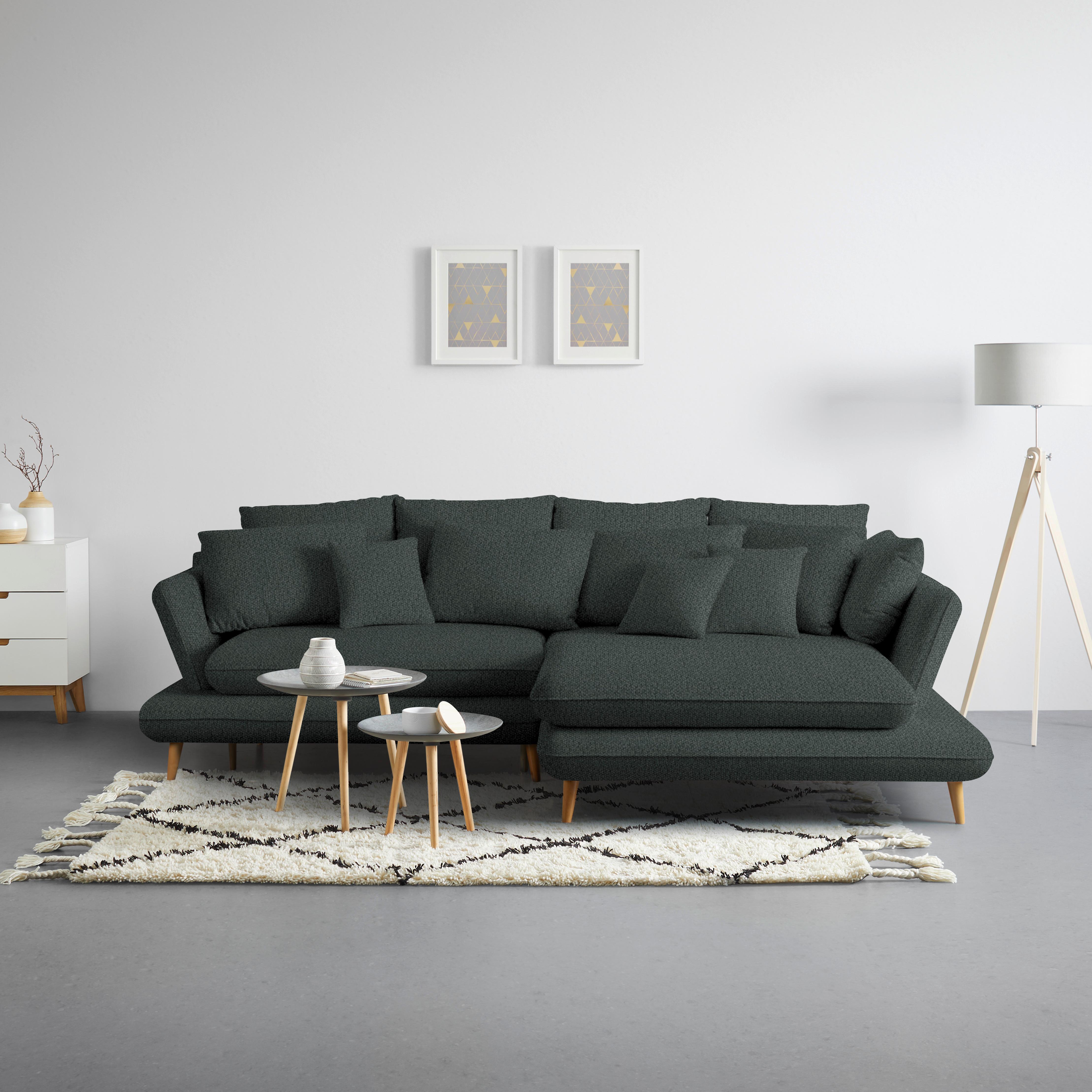 Kutna Garnitura Monte - boje grafita/prirodne boje, Romantično / ladanjski, tekstil/drvo (283/181cm) - Premium Living
