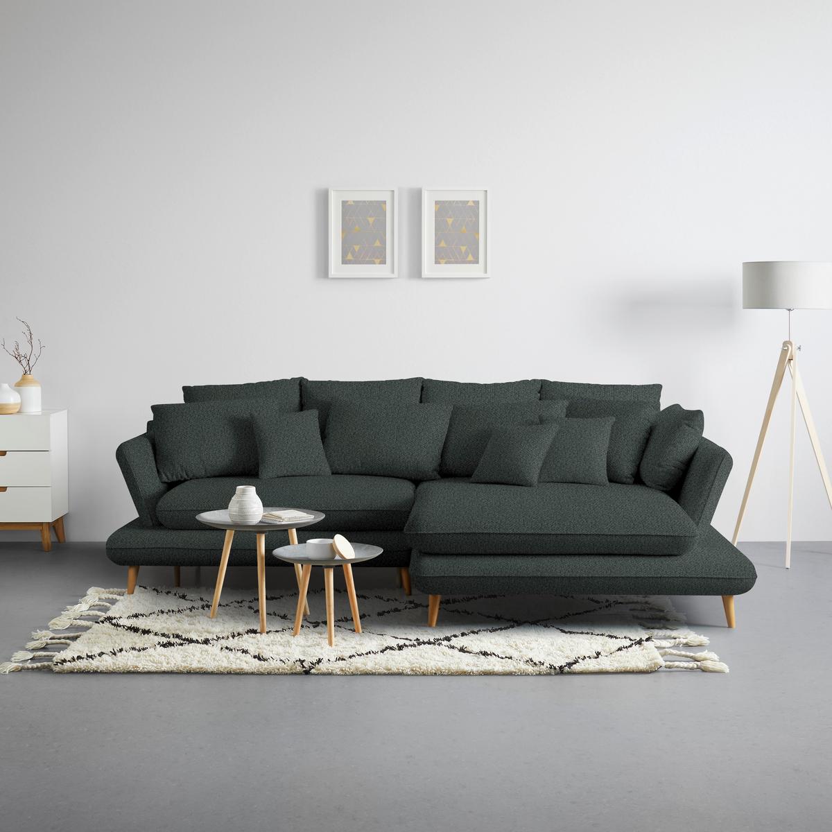 Kutna Garnitura Monte - boje grafita/prirodne boje, Romantično / ladanjski, tekstil/drvo (283/181cm) - Premium Living