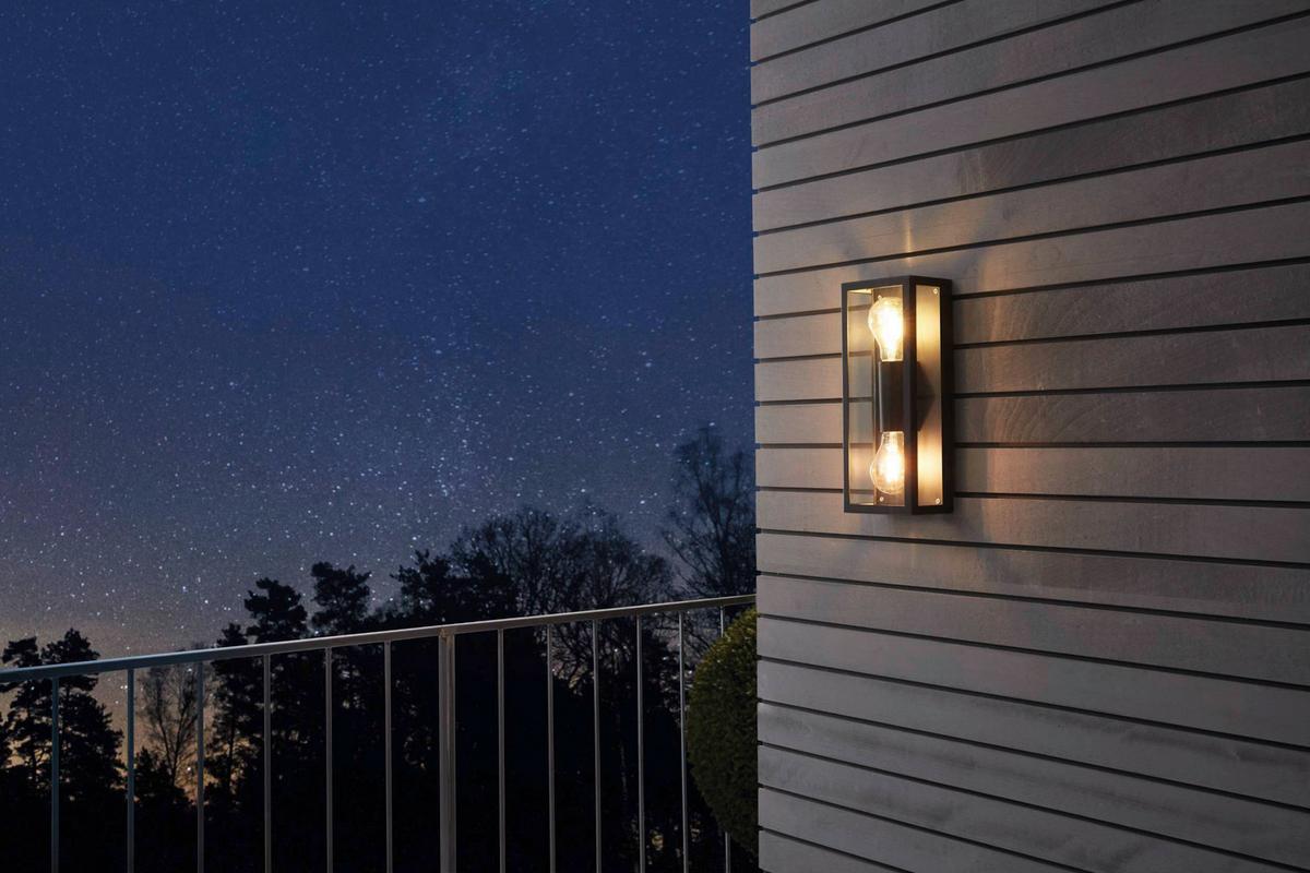 Außenwandleuchte Alamonte 1 Klar/Schwarz max. 60 Watt - Klar/Schwarz, KONVENTIONELL, Glas/Metall (15/10/38cm) - Eglo