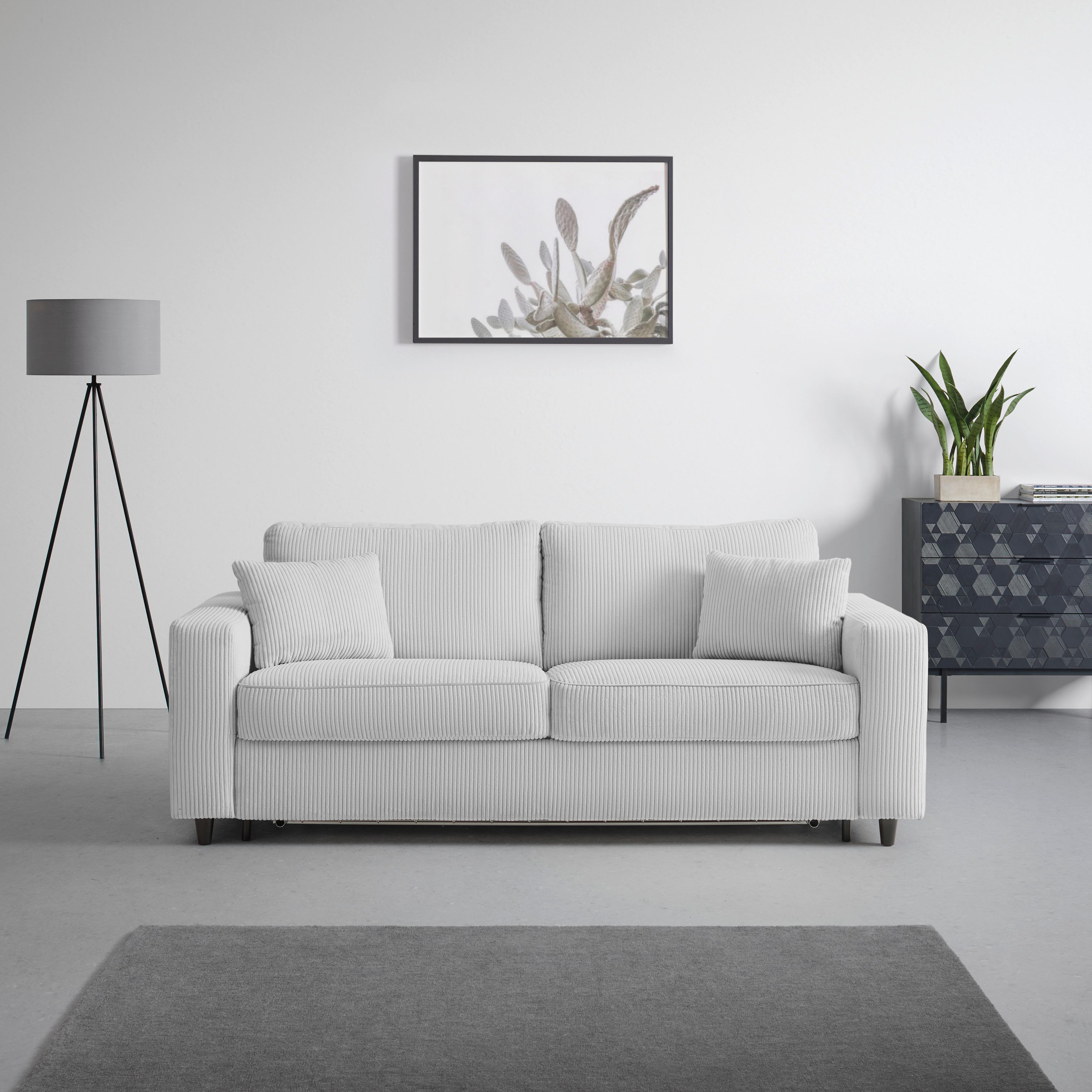 BÄDDSOFFA AGNETA -BASED- - ljusgrå/svart, Modern, trä/textil (200/83/97cm) - Based