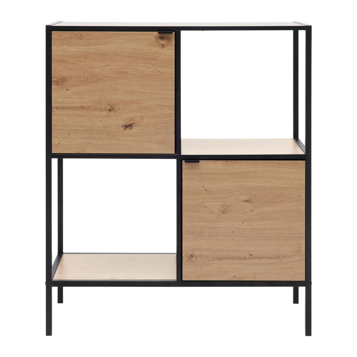 Regal Queens Naturfarben/Schwarz - Schwarz/Naturfarben, Modern, Holzwerkstoff/Metall (90/106/40cm) - Mömax