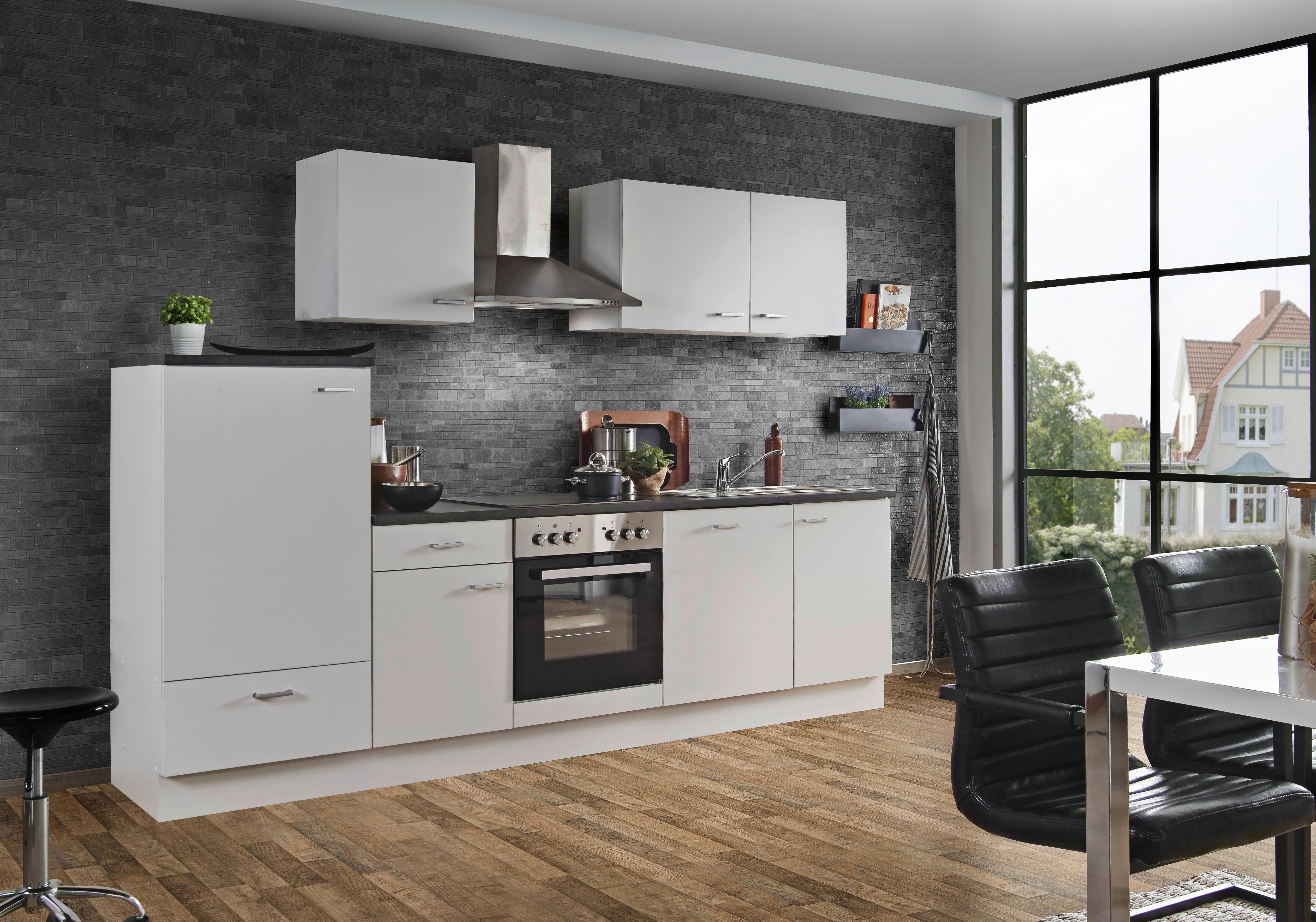 Küchenblock White-Classic Weiß B: ca. 280 cm - Silberfarben/Graphitfarben, KONVENTIONELL, Holzwerkstoff/Kunststoff (280cm) - Menke